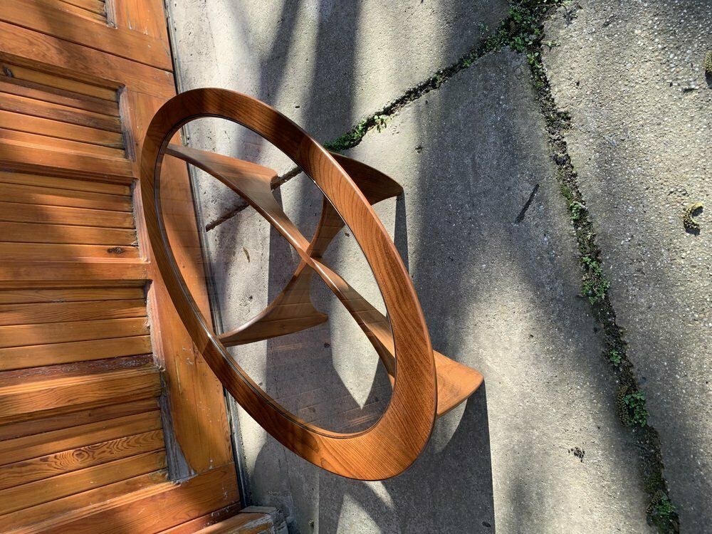 Oval Teak Astro Coffee Table With Glass Top By Victor Wilkins For G Plan, 1960s photo for sale