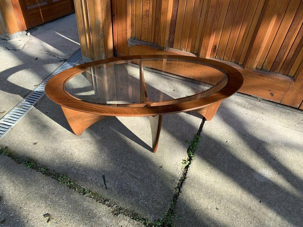 Oval Teak Astro Coffee Table With Glass Top By Victor Wilkins For G Plan, 1960s photo buy