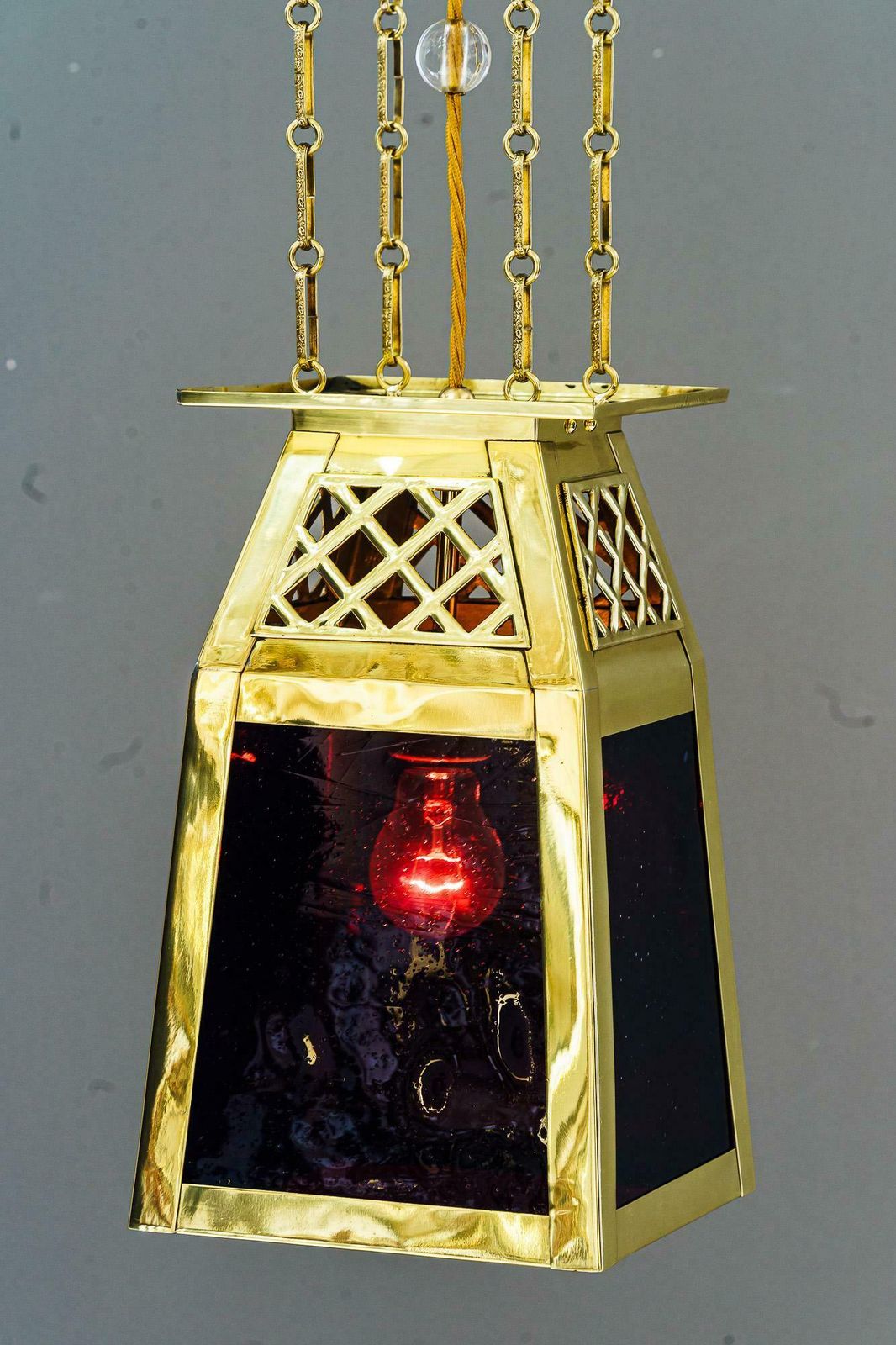 Art Deco Pendant With Original Red Antique Glasses Vienna Around 1920s photo buy