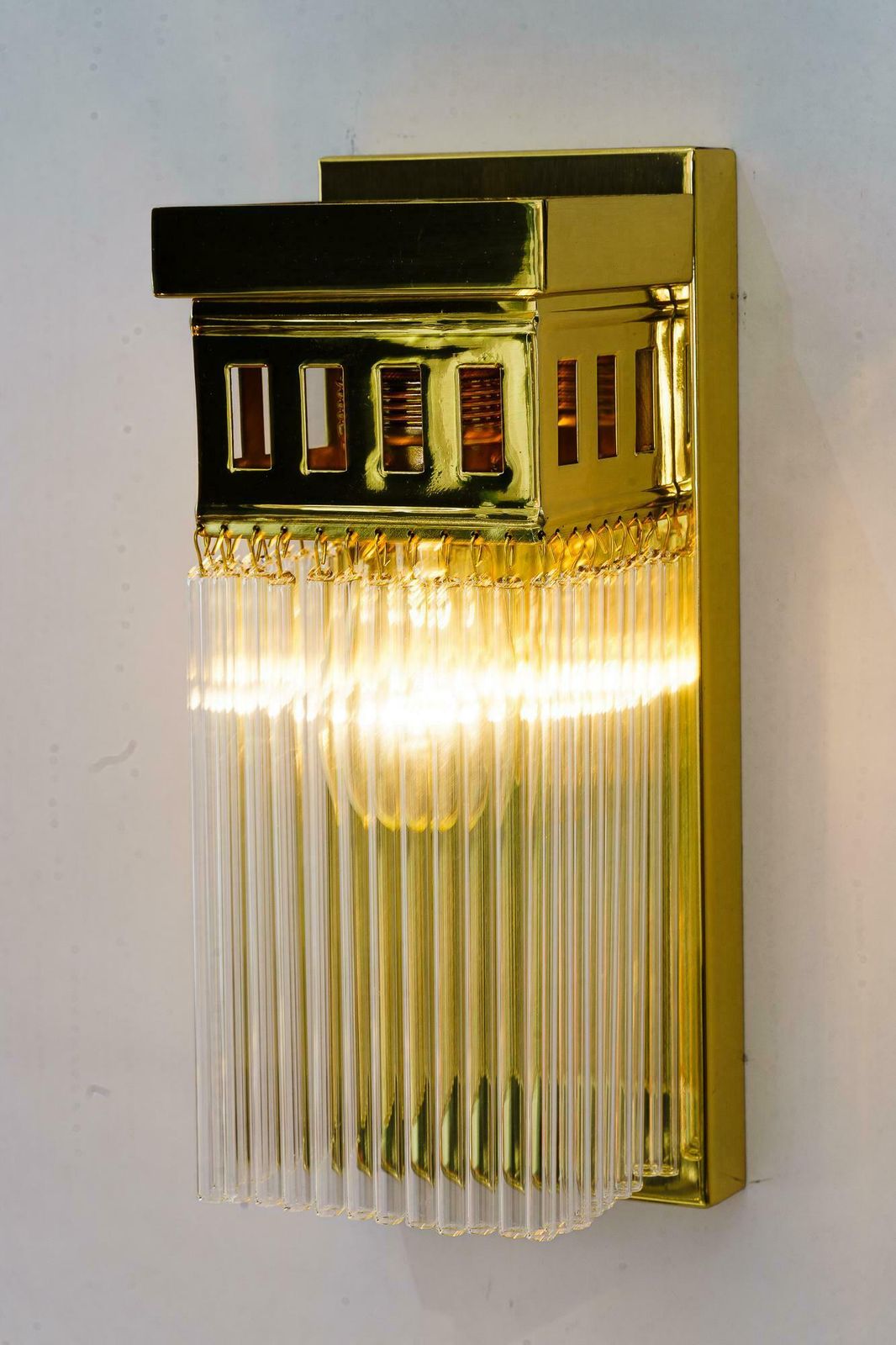 Reproduction Of A Art Deco Wall Lamp With Glass Sticks photo vintage