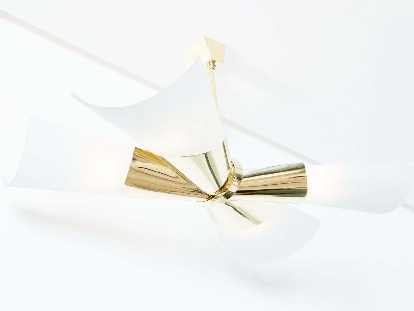 Max Ingrand For Fontana Arte Brass Opalin Glass Chandelier 1955 photo vintage