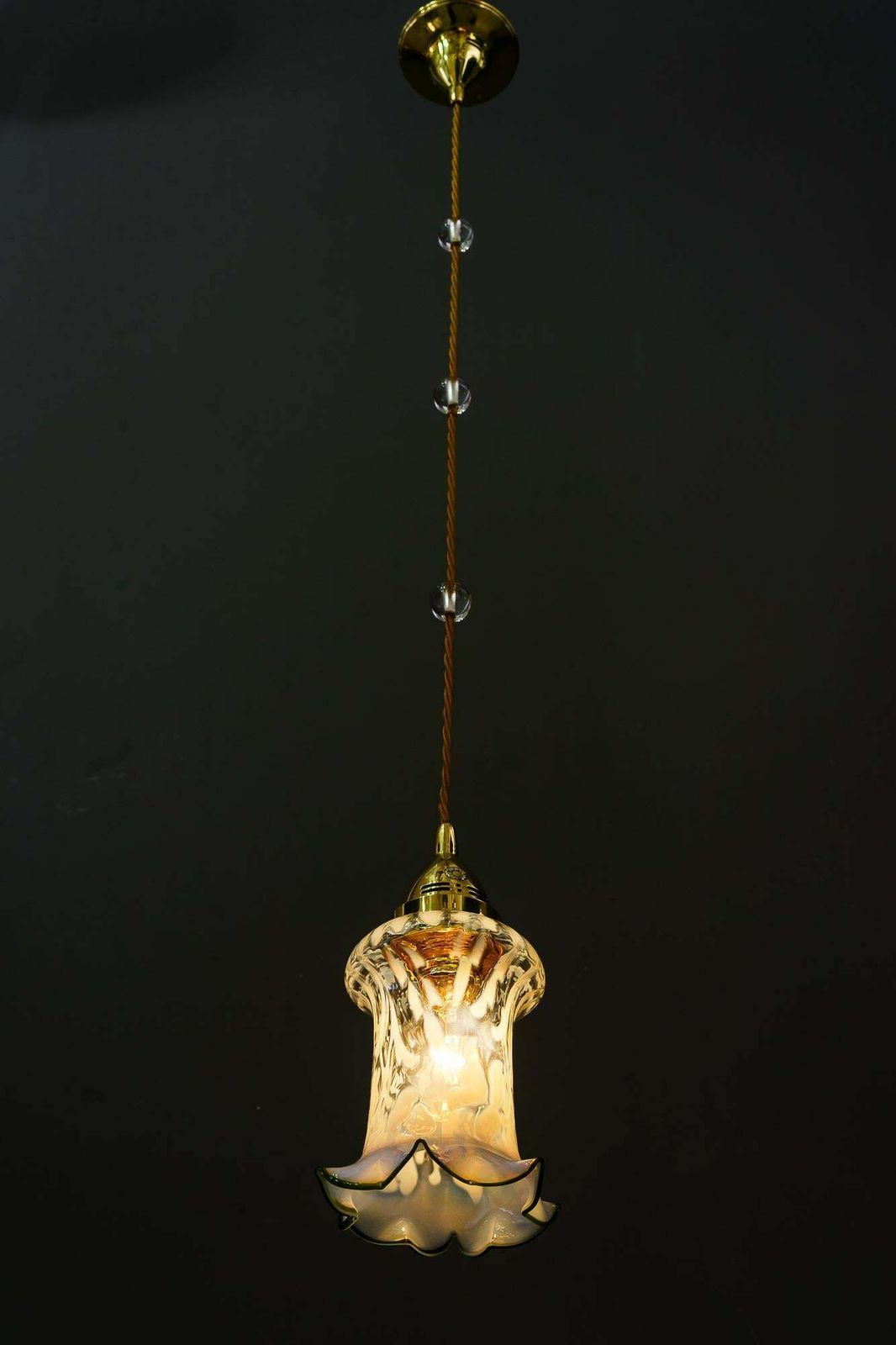 Lighting Art Deco Pendant Original Opaline Glass Shade Vienna Around 1920s photo
