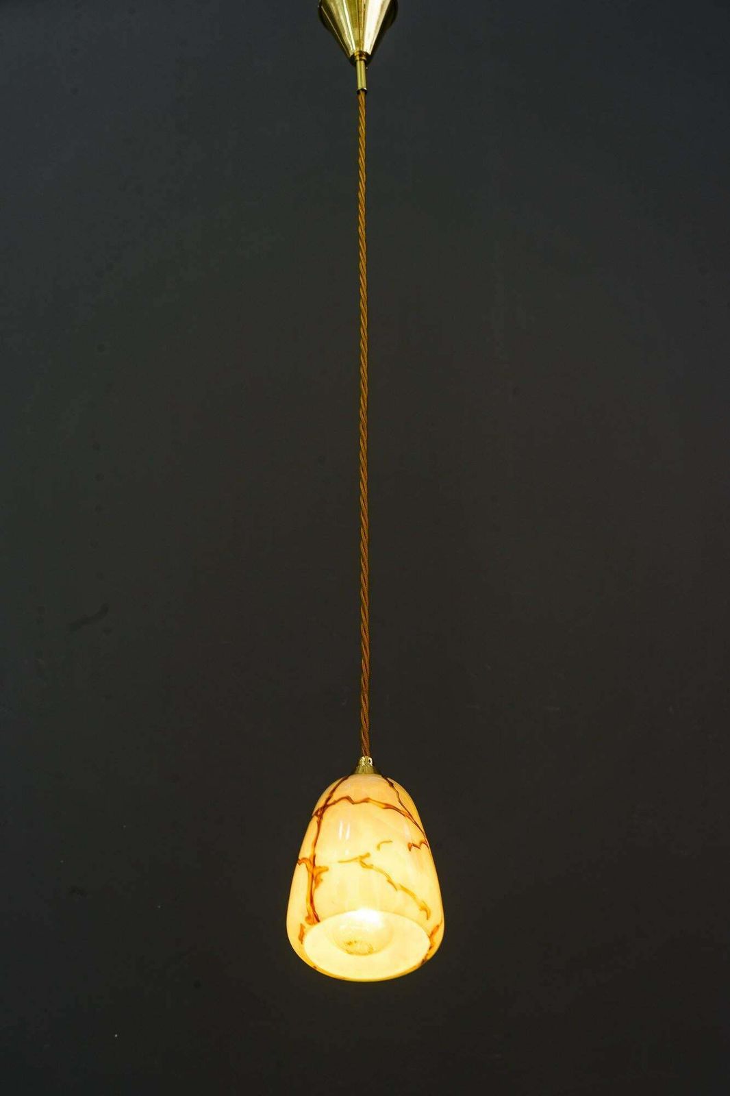 Lighting 2 Art Deco Pendants Vienna Around 1930s With Original Glass Shades photo