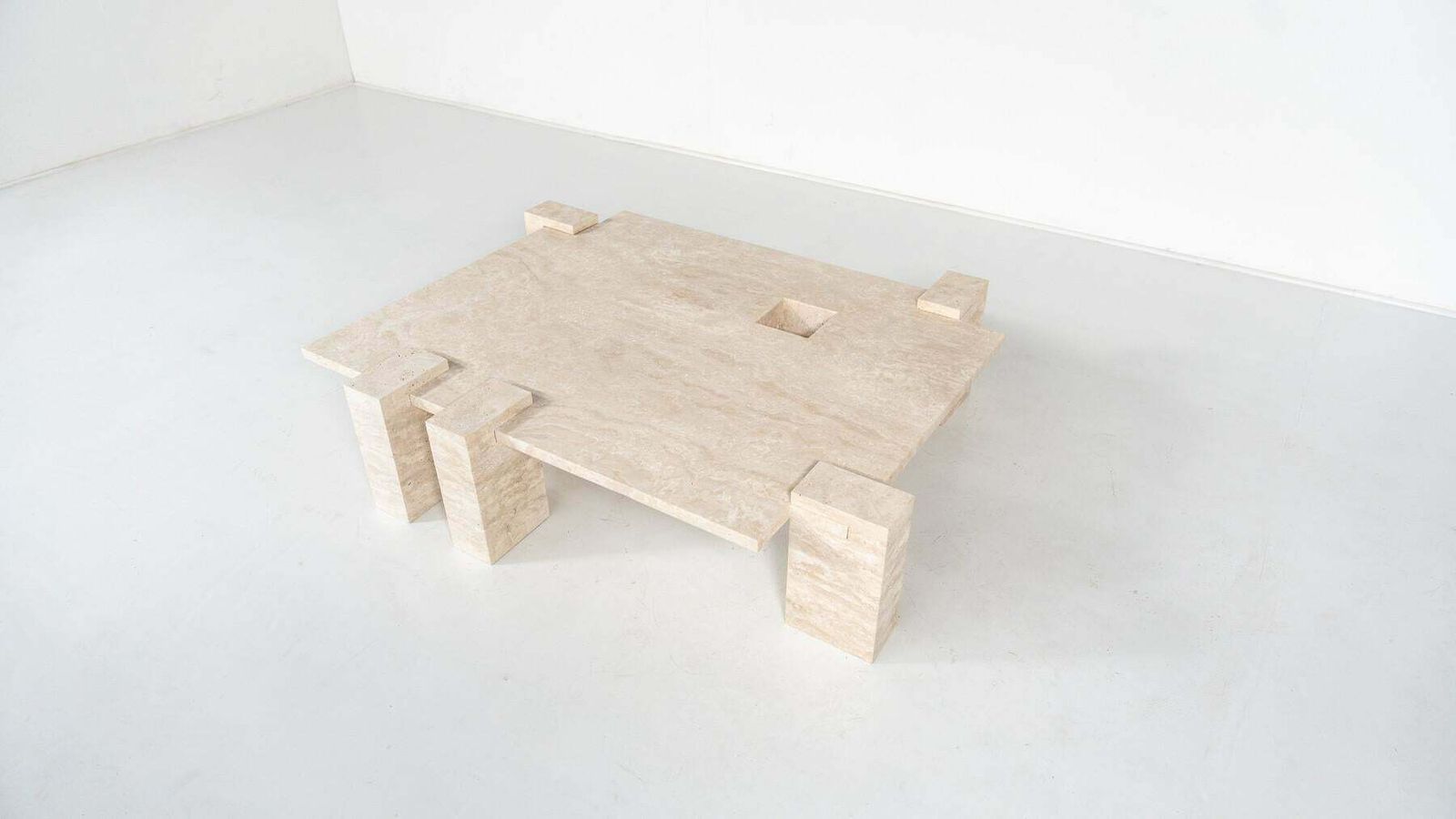 Contemporary Travertine Coffee Table, Italy photo vintage
