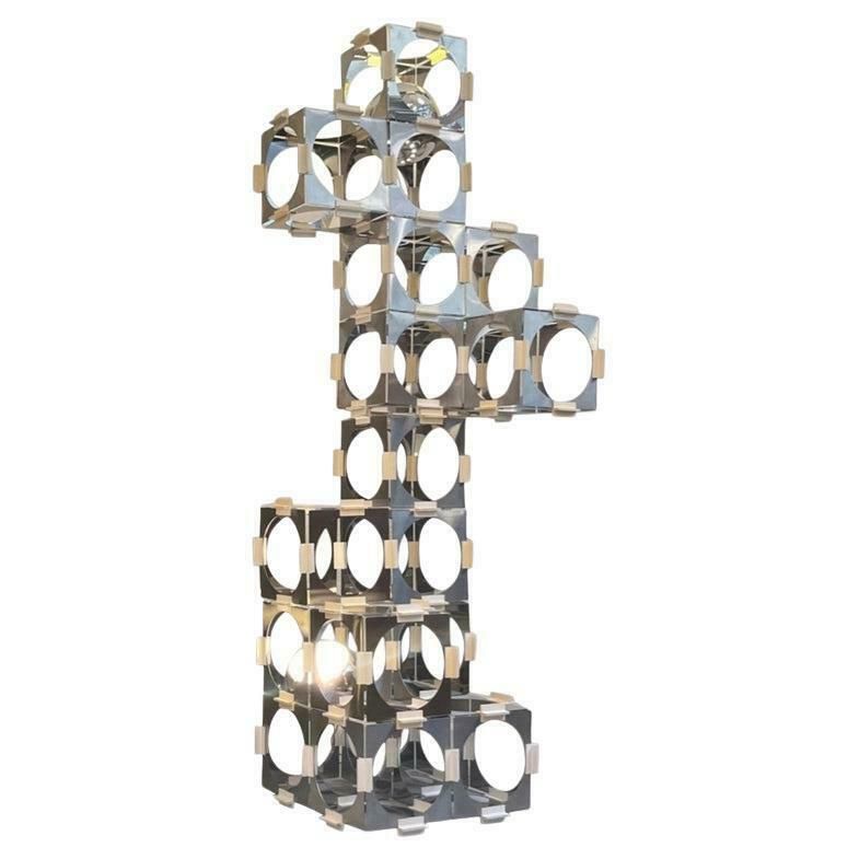 Rare Stainless Steel Skyscraper Modular Floor Lamp By Reggiani, Italy, Ca. 1970s
