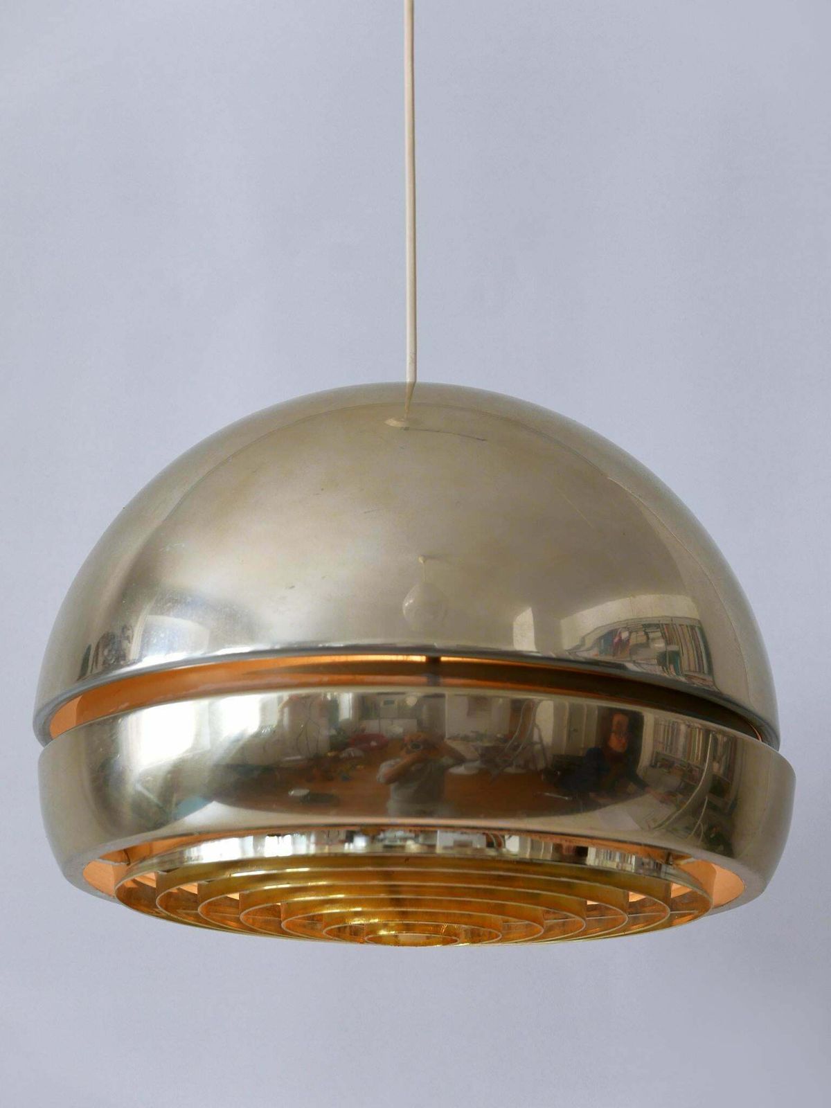 Amazing Mid Century Modern Aluminium Pendant Lamp Or Hanging Light Sweden 1960s photo vinterior