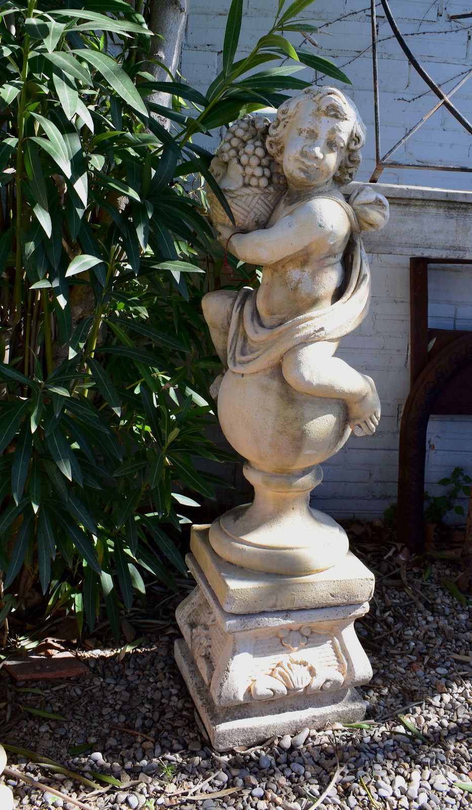 Pair Of 20th Century Garden Cherubs On Square Plinths photo 1317.0