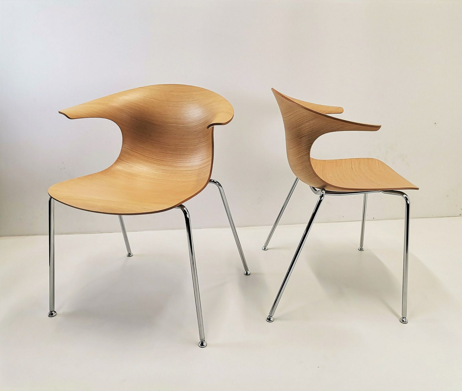 1 Of 2 Loop Wood Dining Chairs By Infiniti, 00's Italy / Modern Italian Design / Minimal Desk Chair photo 672.0
