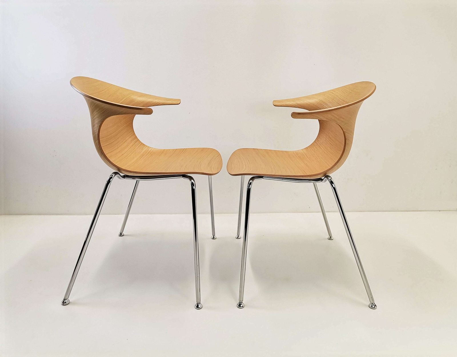 1 Of 2 Loop Wood Dining Chairs By Infiniti, 00's Italy / Modern Italian Design / Minimal Desk Chair photo vintage