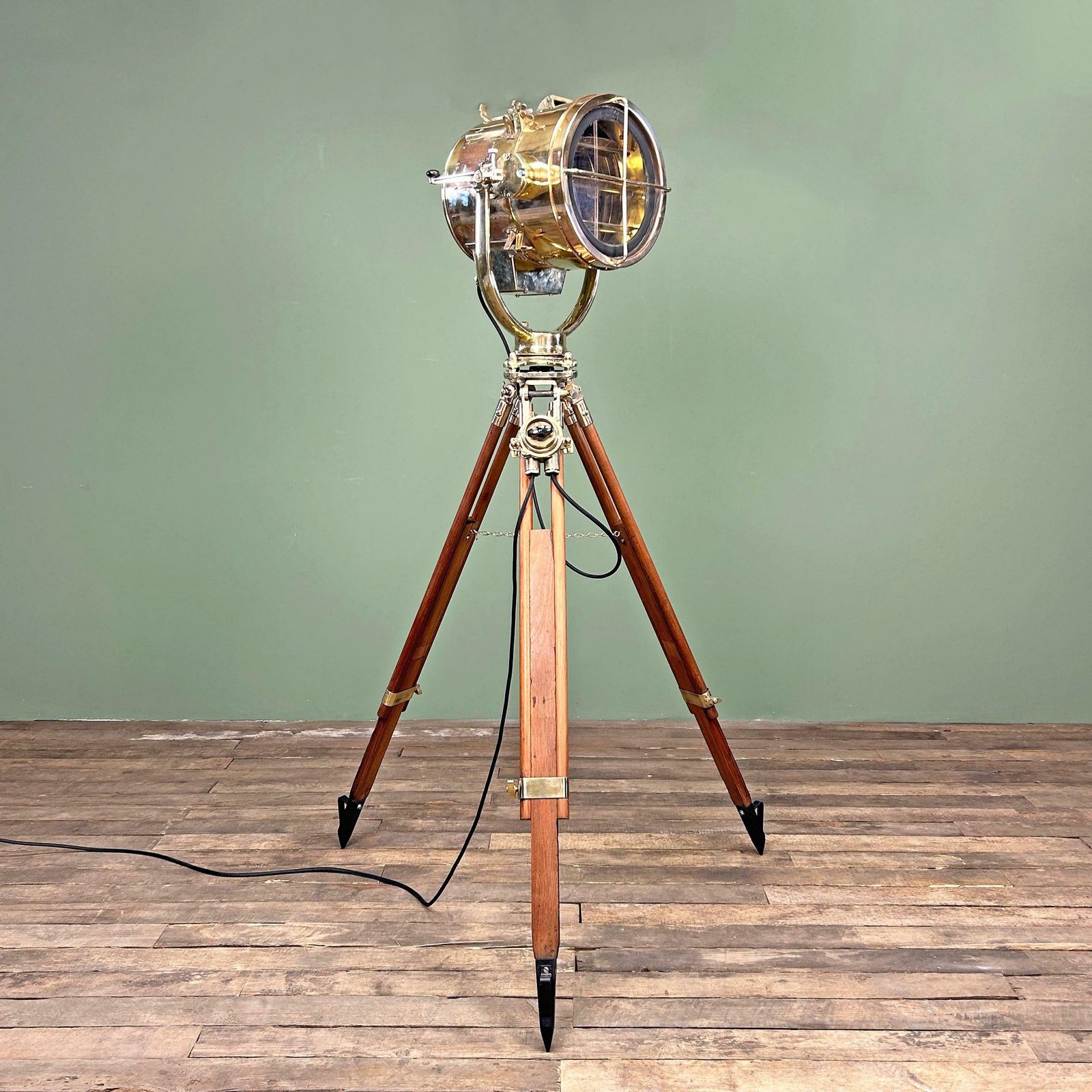 1980's Japanese Brass Industrial Signalling Floor Lamp By Shonan Kosakusho 20cm photo for sale