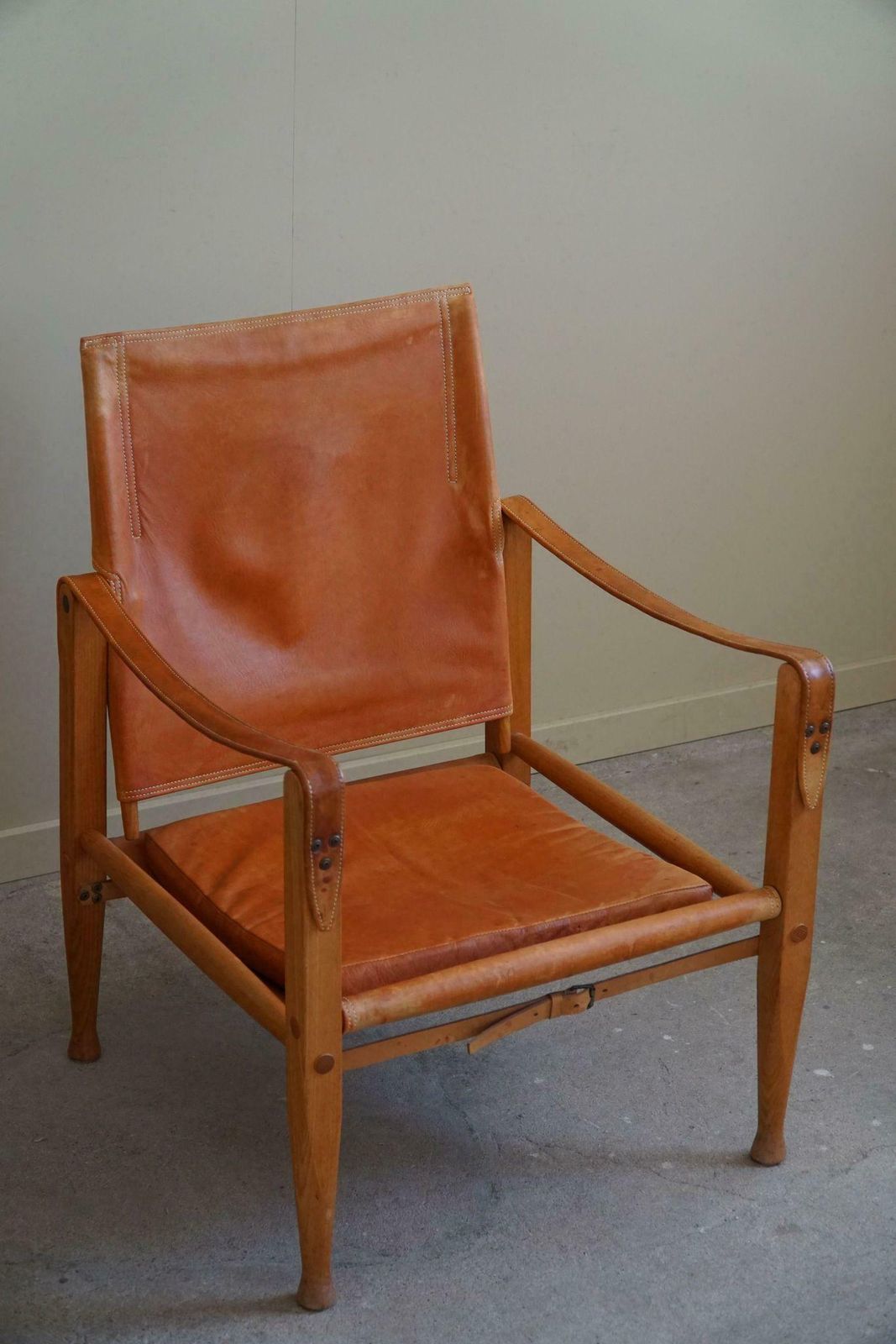 photo for sale Kaare Klint A Pair Of Safari Chairs In Ash And Leather Rud Rasmussen 1960s