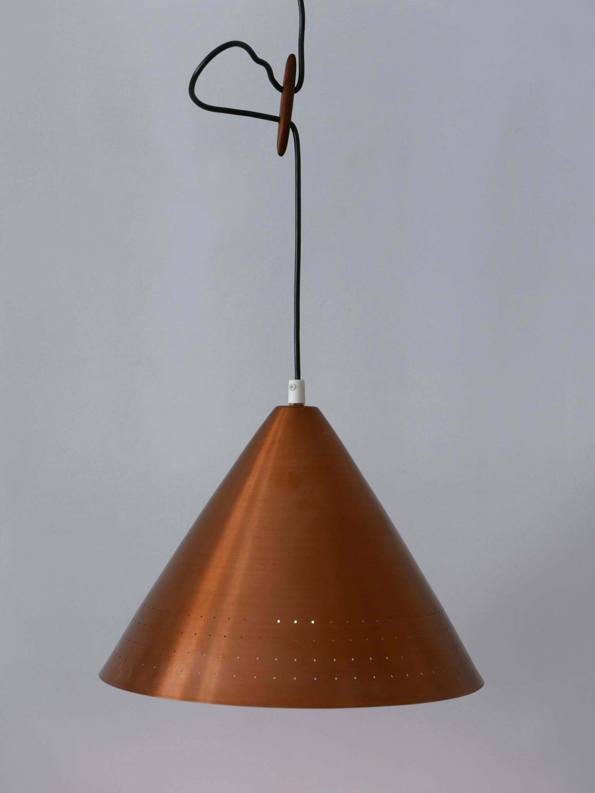 Rare Mid Century Modern Scandinavian Copper Pendant Lamp Or Hanging Light 1960s photo vinterior