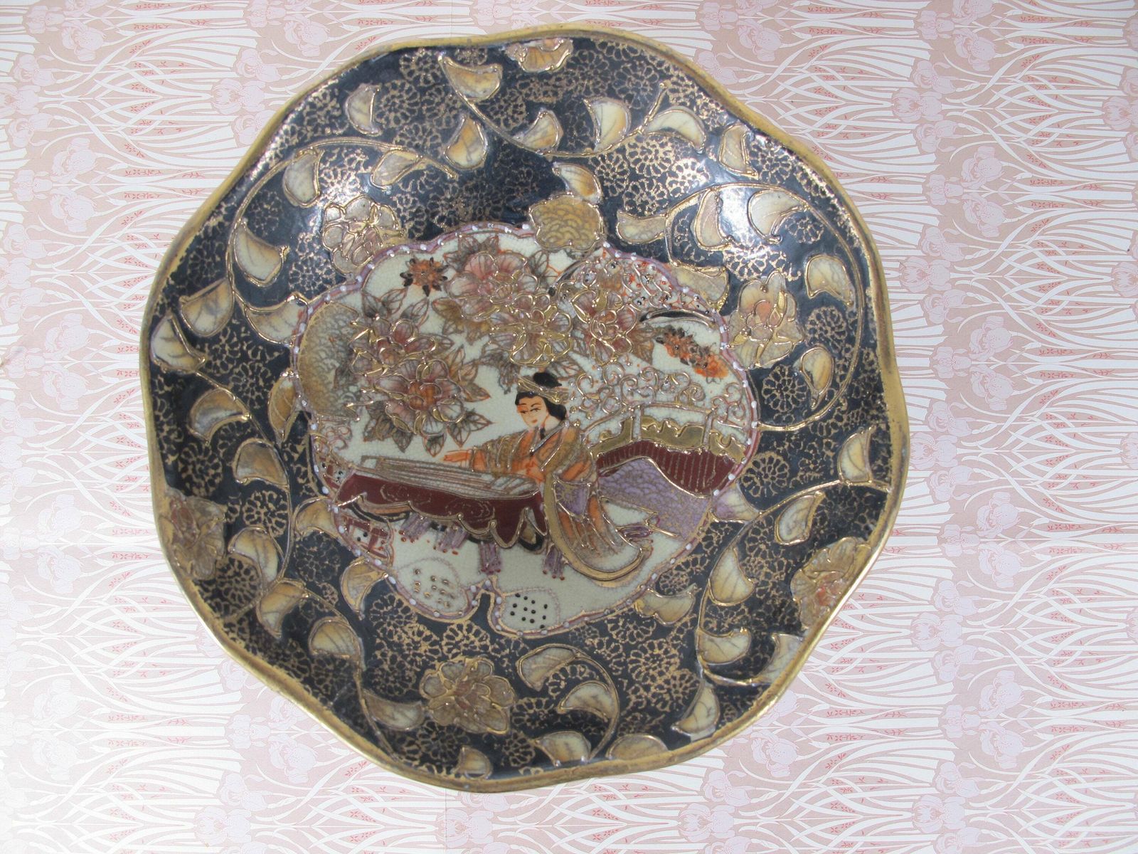 Antique Highly Decorated Raised Bowl. Ceramic Dish With Raised Gold Detailing. Plenty Of Age And Character. photo furniture