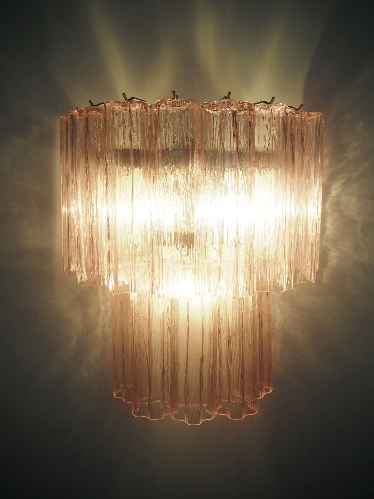Lighting Fantastic Pair Of Murano Glass Tube Wall Sconces   13 Pink Glass Tube photo