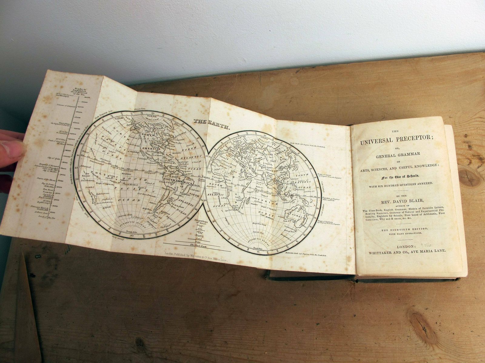 Blair's Preceptor Or General Grammar Of Arts, Sciences, And Useful Knowledge. Antique Education Book From 1830s, With Lots Of Engravings