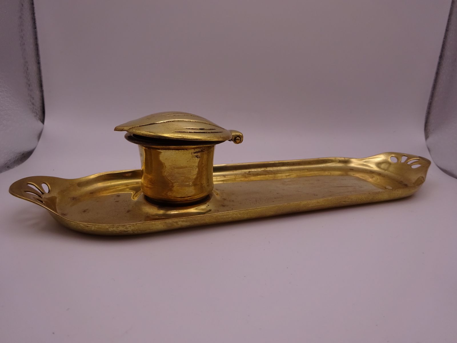 Early 1900s Art Nouveau German Brass Inkwell