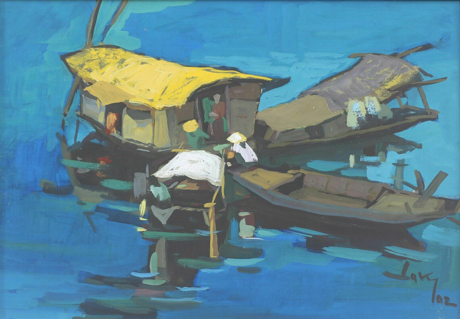 Gouache Of A Vietnamese Floating Market photo furniture