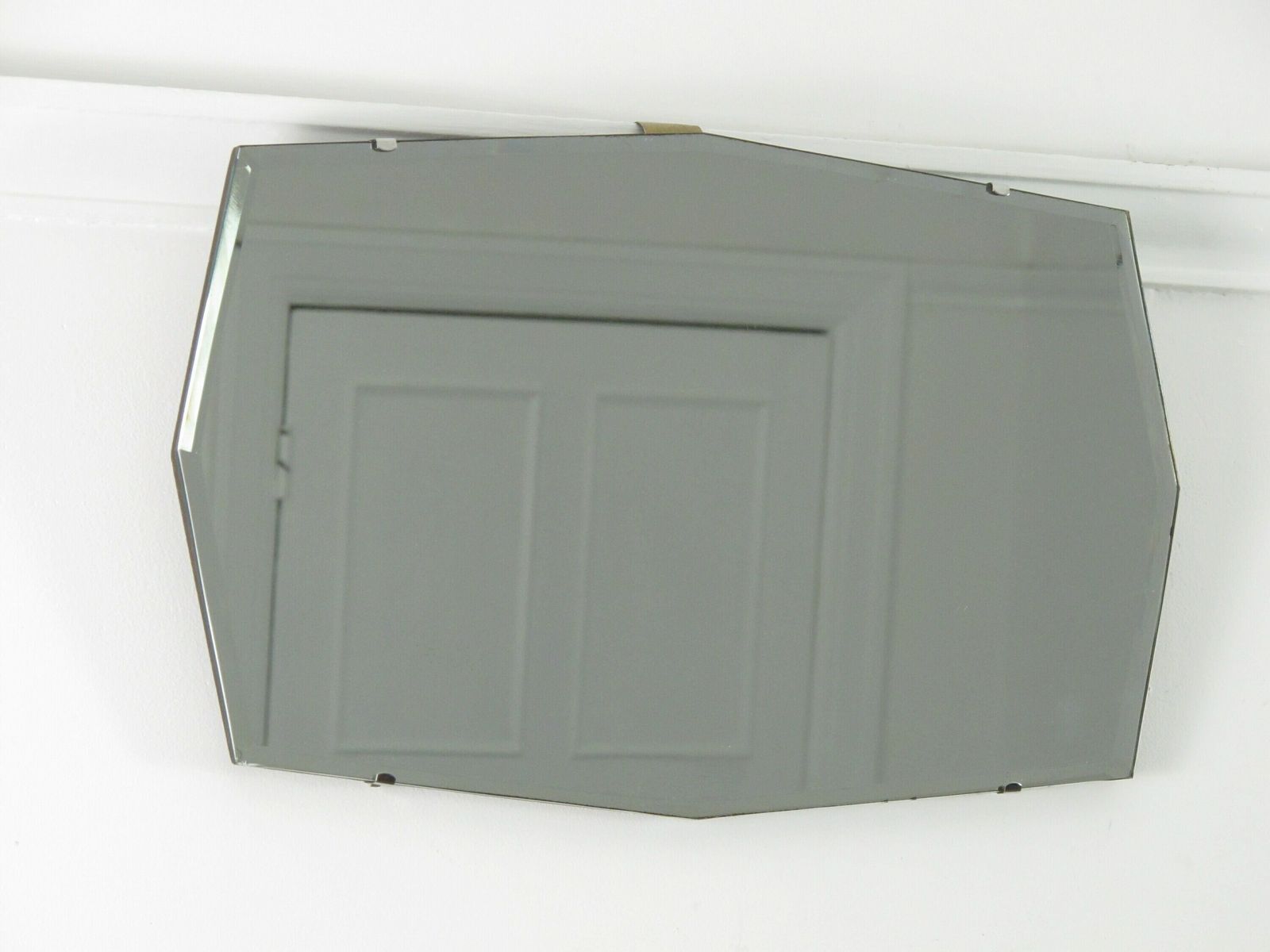 Frameless Art Deco 8 Sided Mirror With Bevelled Edge. Ready To Hang On New Chain. 1950s photo for sale