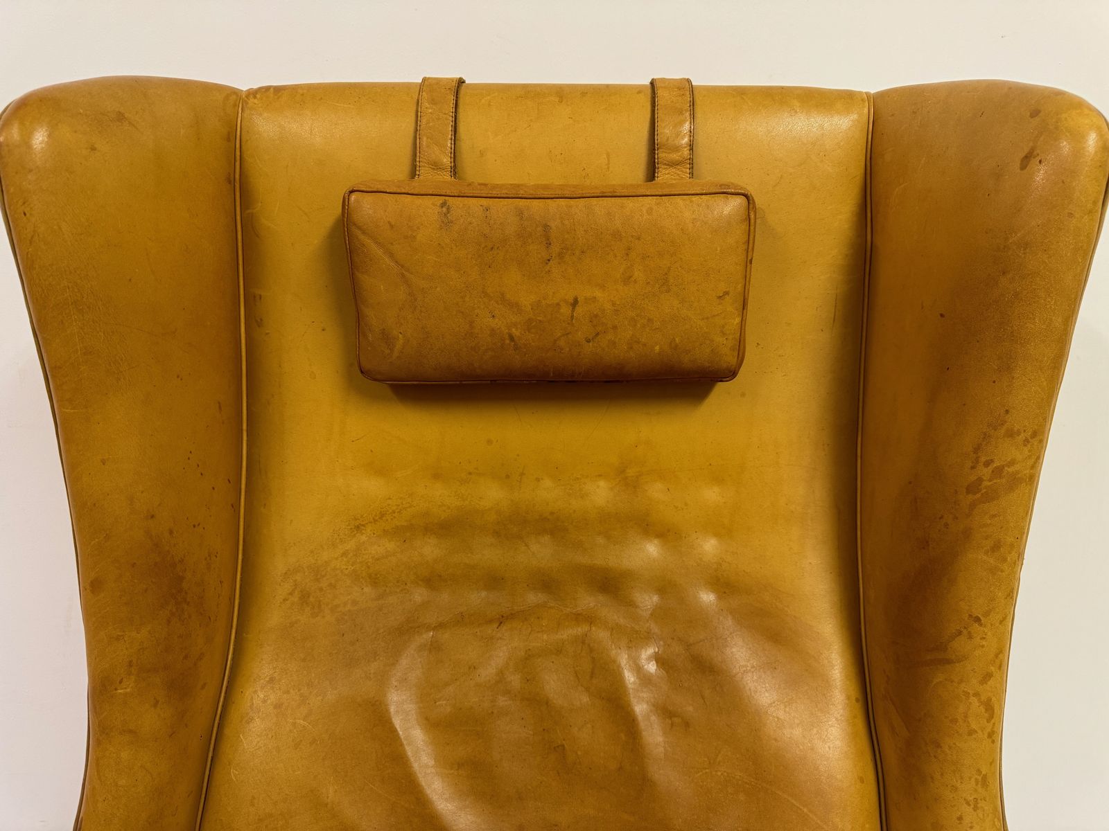 1970s Patinated Leather Wingback Krister Armchair By Arne Norell photo vintage
