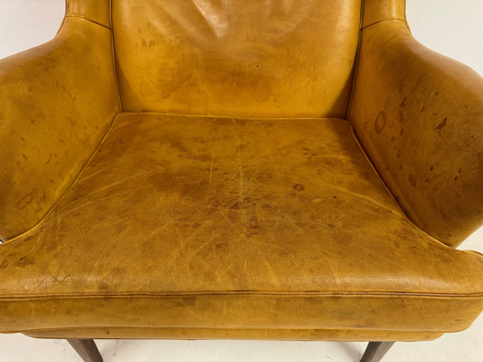 2895.0 1970s Patinated Leather Wingback Krister Armchair By Arne Norell photo