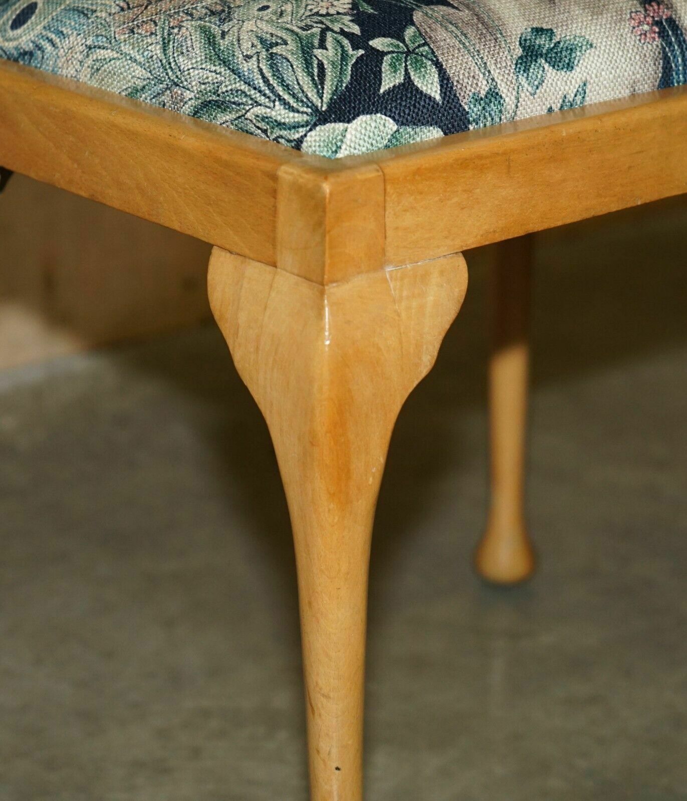 Circa 1930's English Walnut William Morris Forest Linen Dressing Table Stool photo buy