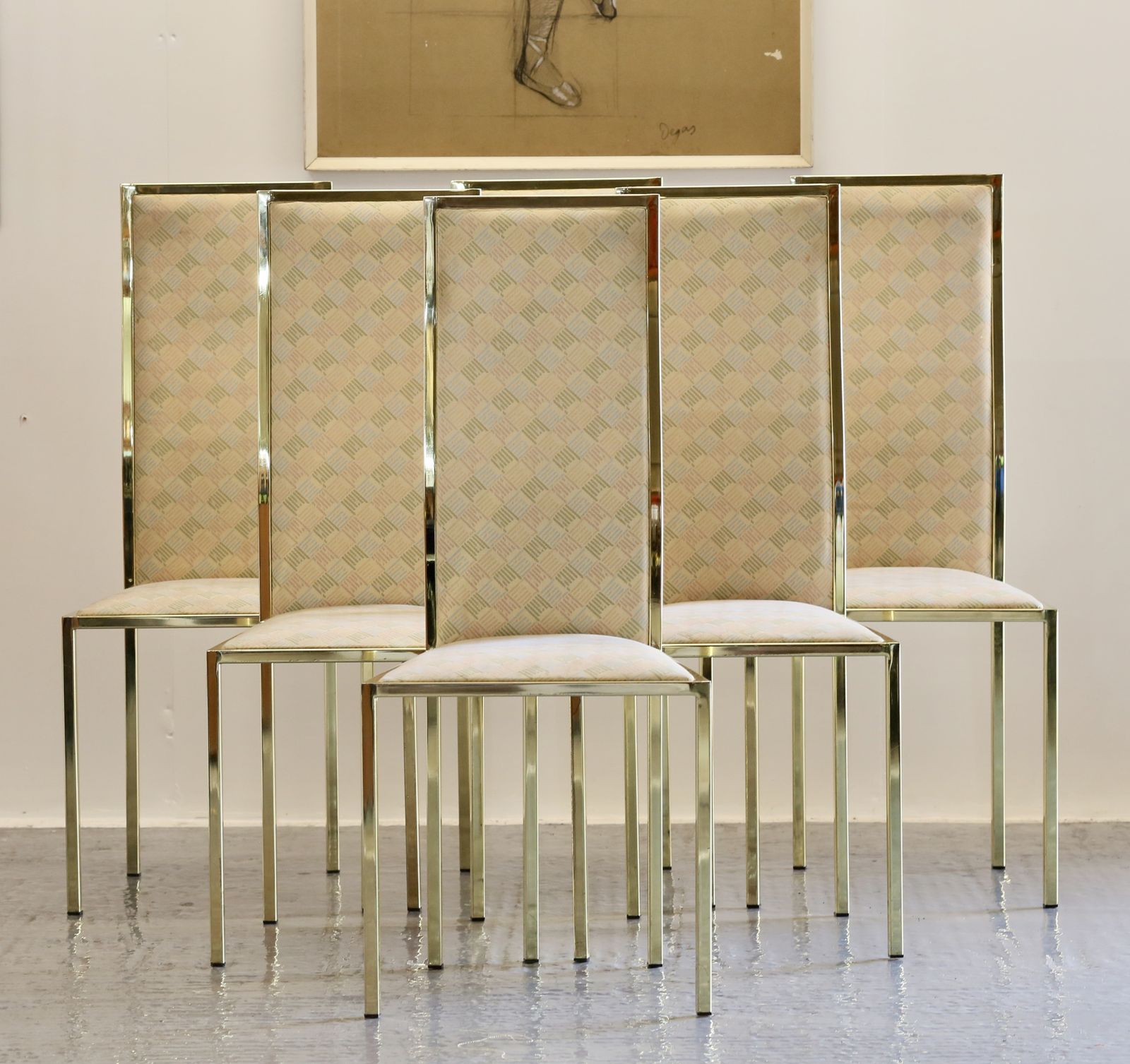 Renato Zevi For Zevi Set Of 6 Hollywood Regency Fine Gilt Lacquer Dining Chairs