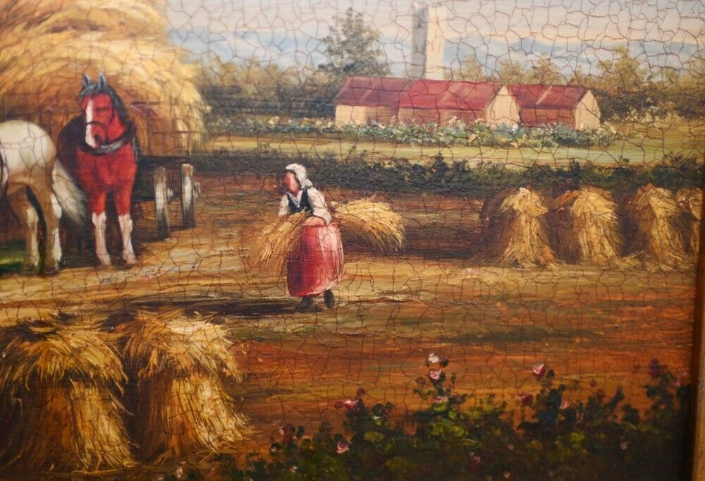 Victorian Oil Painting Rustic Suffolk Landscape Haywain photo Art