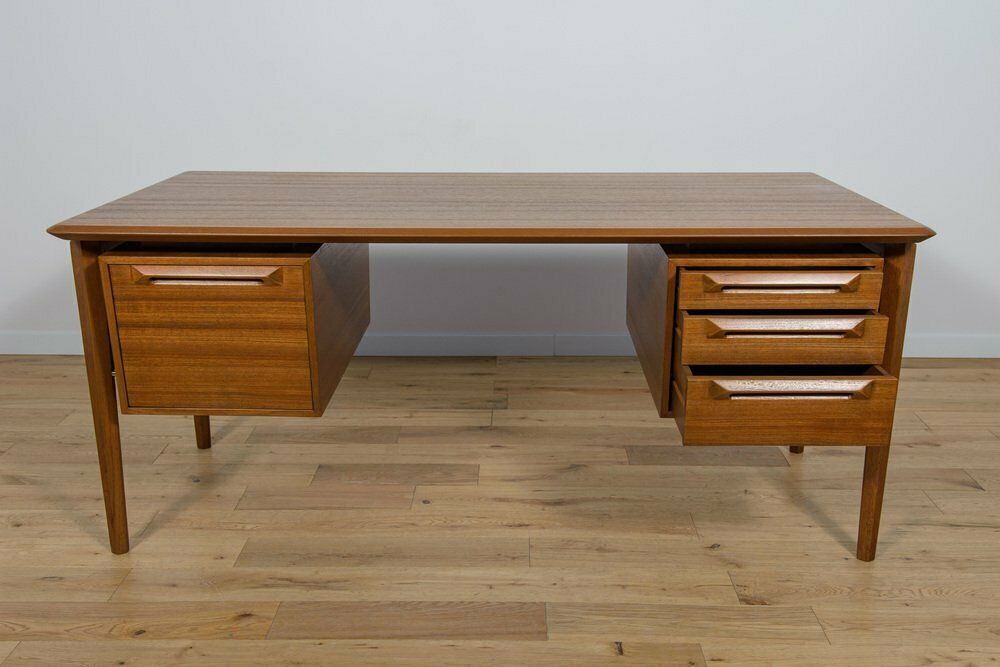 Furniture Mid Century Teak Desk By Ib Kofod Larsen For Seffle Möbelfabrik, Sweden, 1950s photo