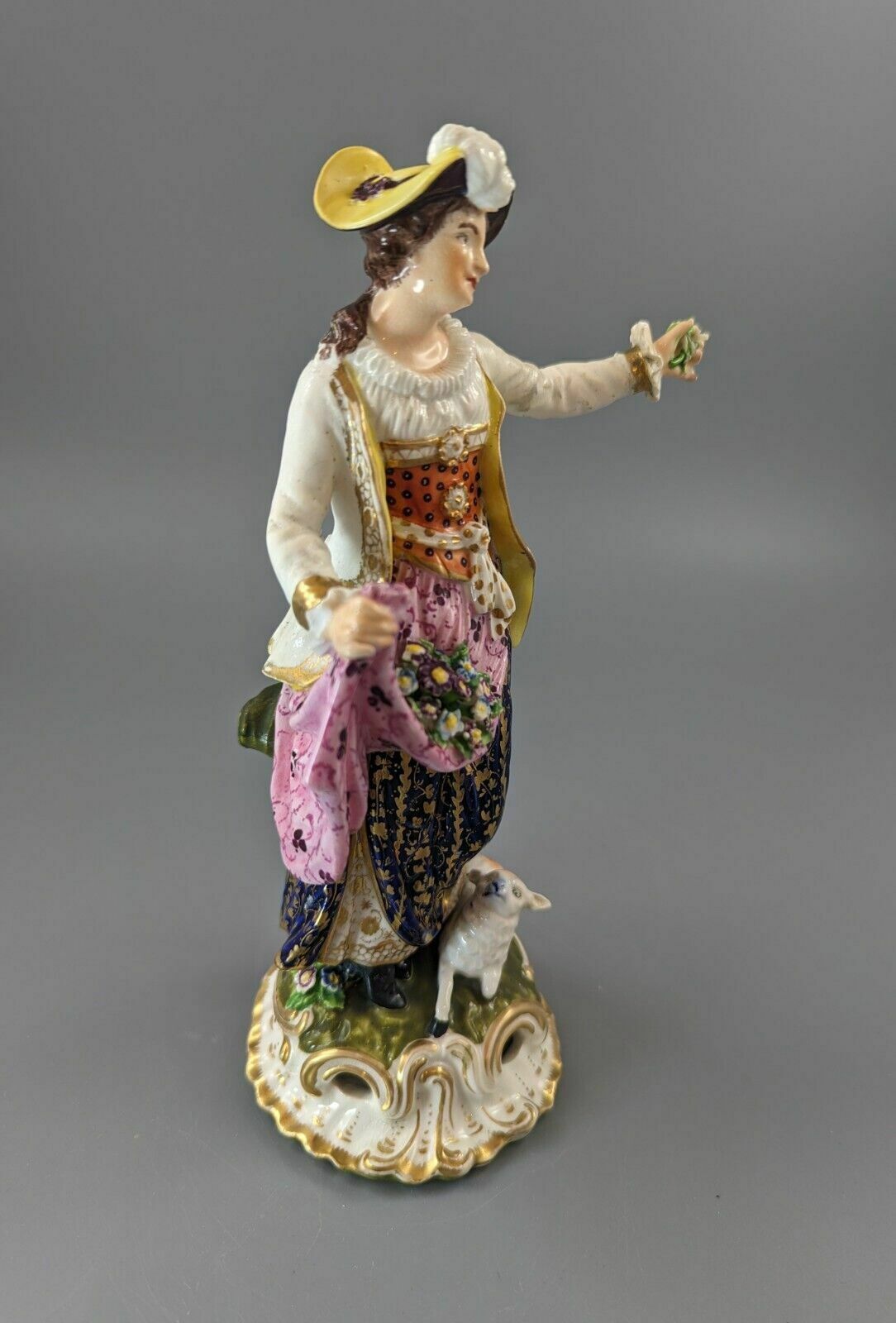 Antique Derby Porcelain Figurine Of A Shepherdess C.1830, The Bloor Period photo buy