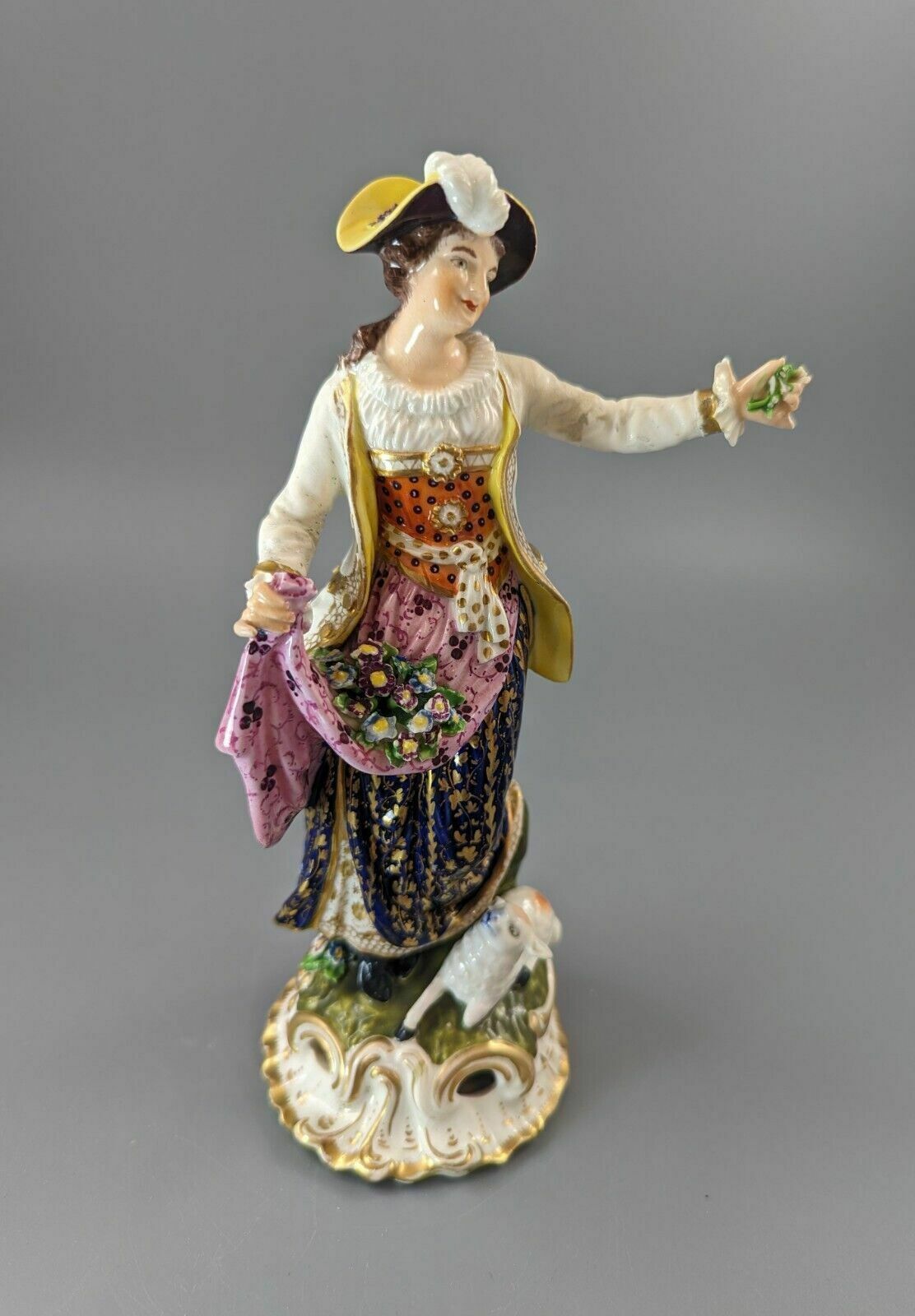 Antique Derby Porcelain Figurine Of A Shepherdess C.1830, The Bloor Period photo vintage
