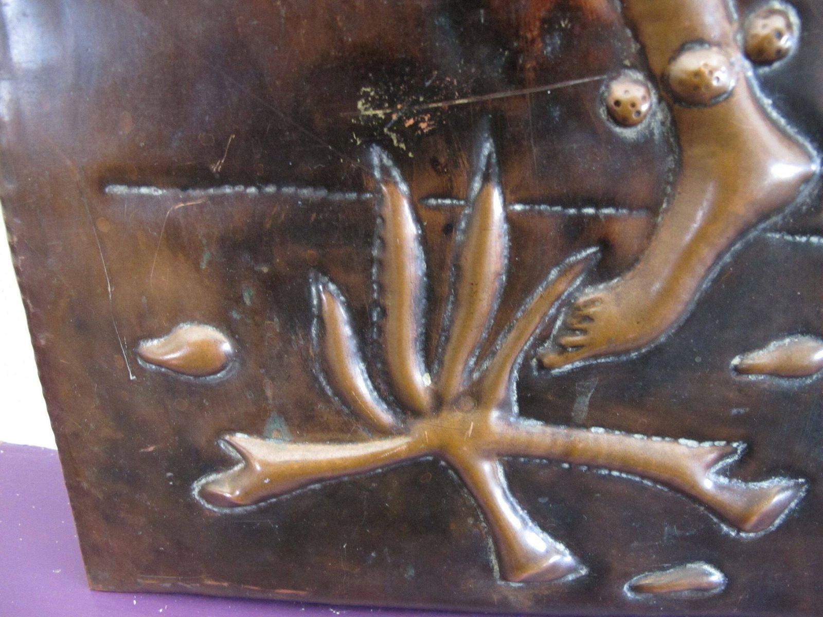 Vintage African Copper Relief Wall Hanging. Fabulous Mid Century Modern Wall Art   11 By 27 Inches (28 X 68.5cm) photo 55.0