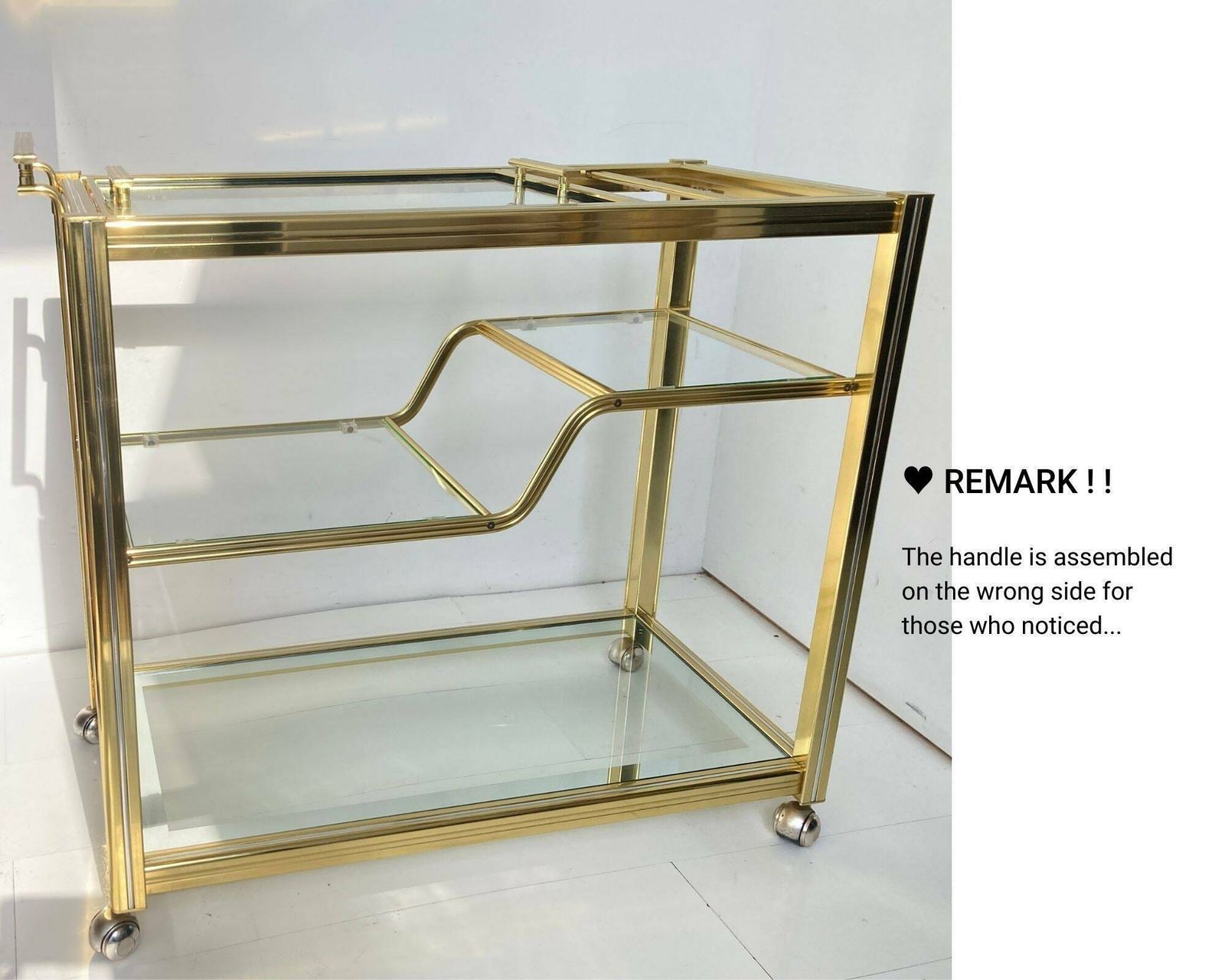 Pierre Vandel Barcart Met Gouden Dienblad | 20% Korting | 3 Niveaus, Flessenhouder En Dienblad | Parijs, Ca. Jaren 1960 photo 1207.0