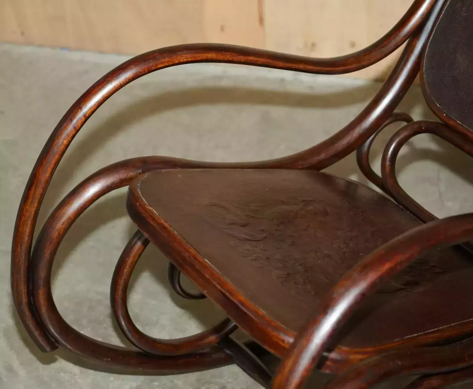 photo for sale Exquisite Victorian Thonet Rocking Chair With Cherub Carved Back & Seat Panels
