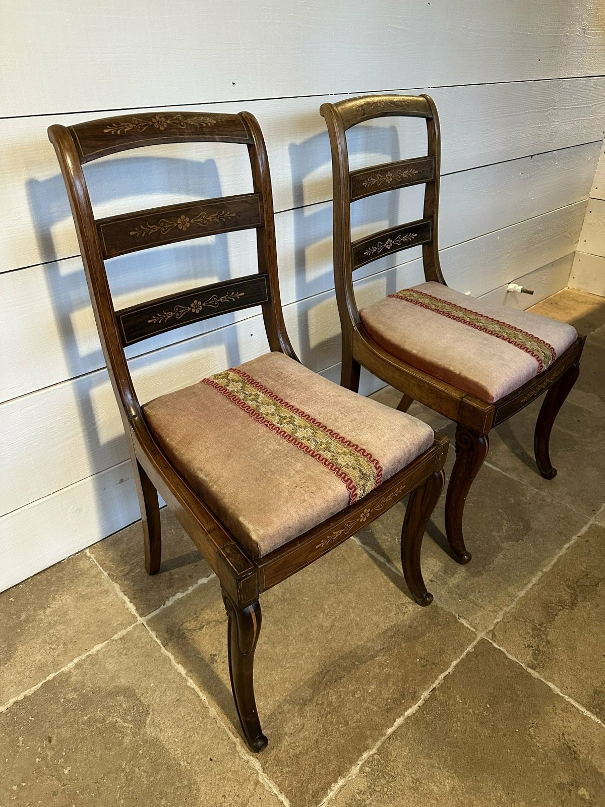 Pair Of Inlaid Chairs, 1800s photo furniture