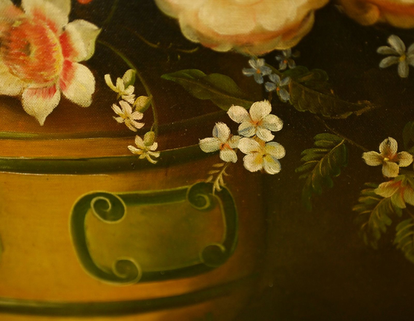 French Still Life Floral Oil Painting Cafe Flowers photo for sale