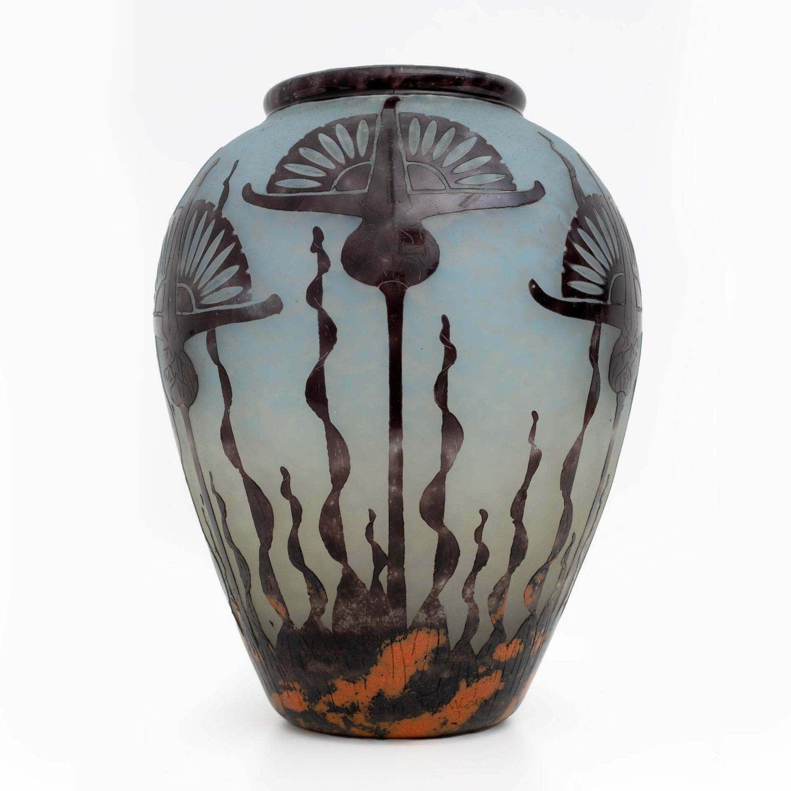 Artistics Le Verre Francais Art Nouveau Glass Vase By Charles Schneider, 1924 photo for sale