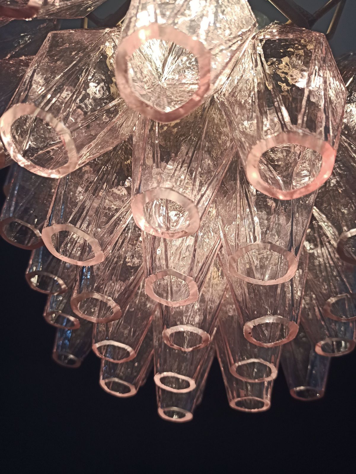 Elegant Murano Poliedri Chandelier   Carlo Scarpa   Pink Glasses photo Lighting