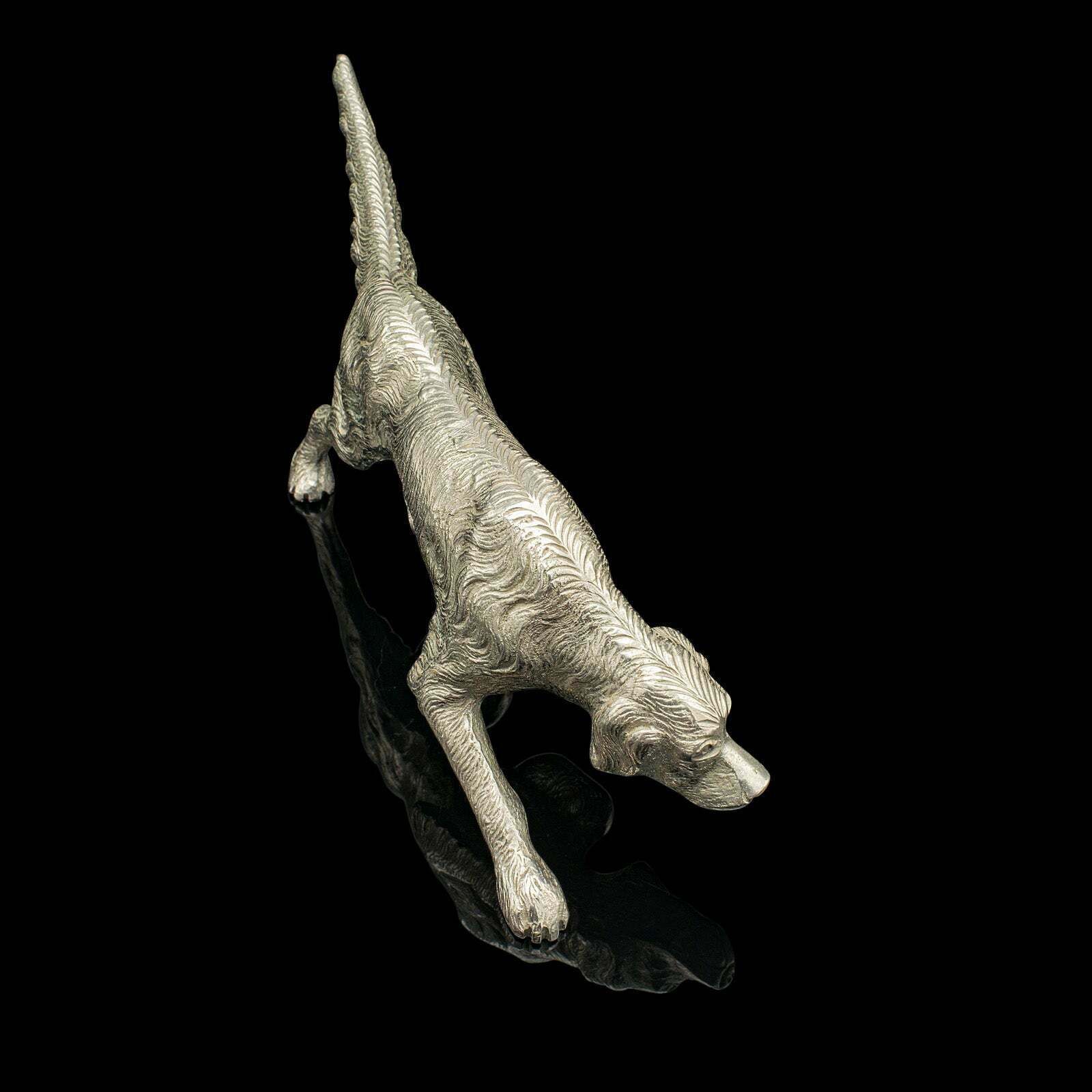 Antique Dog Figure, English, Nickelled Iron, Pointer, Hound Ornament, Edwardian photo buy