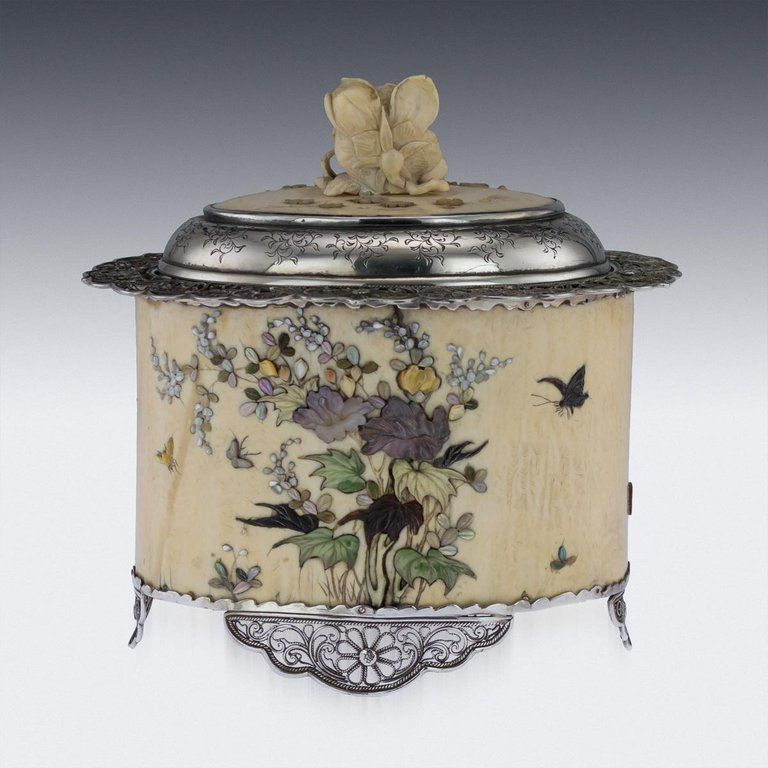 Antique 19th Century Japanese Solid Silver And Shibayama Koro, Circa 1890 photo for sale