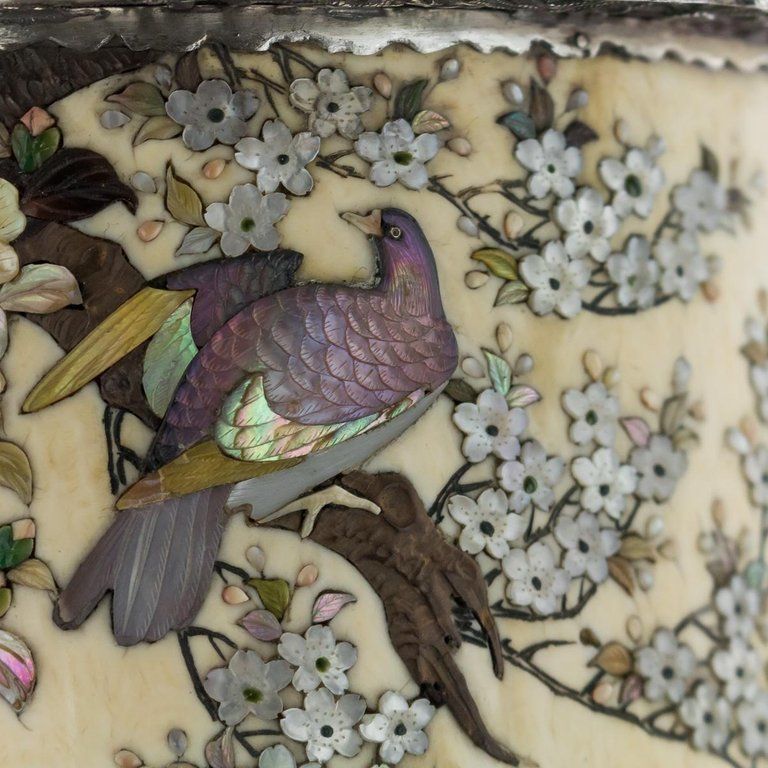 photo furniture Antique 19th Century Japanese Solid Silver And Shibayama Koro, Circa 1890
