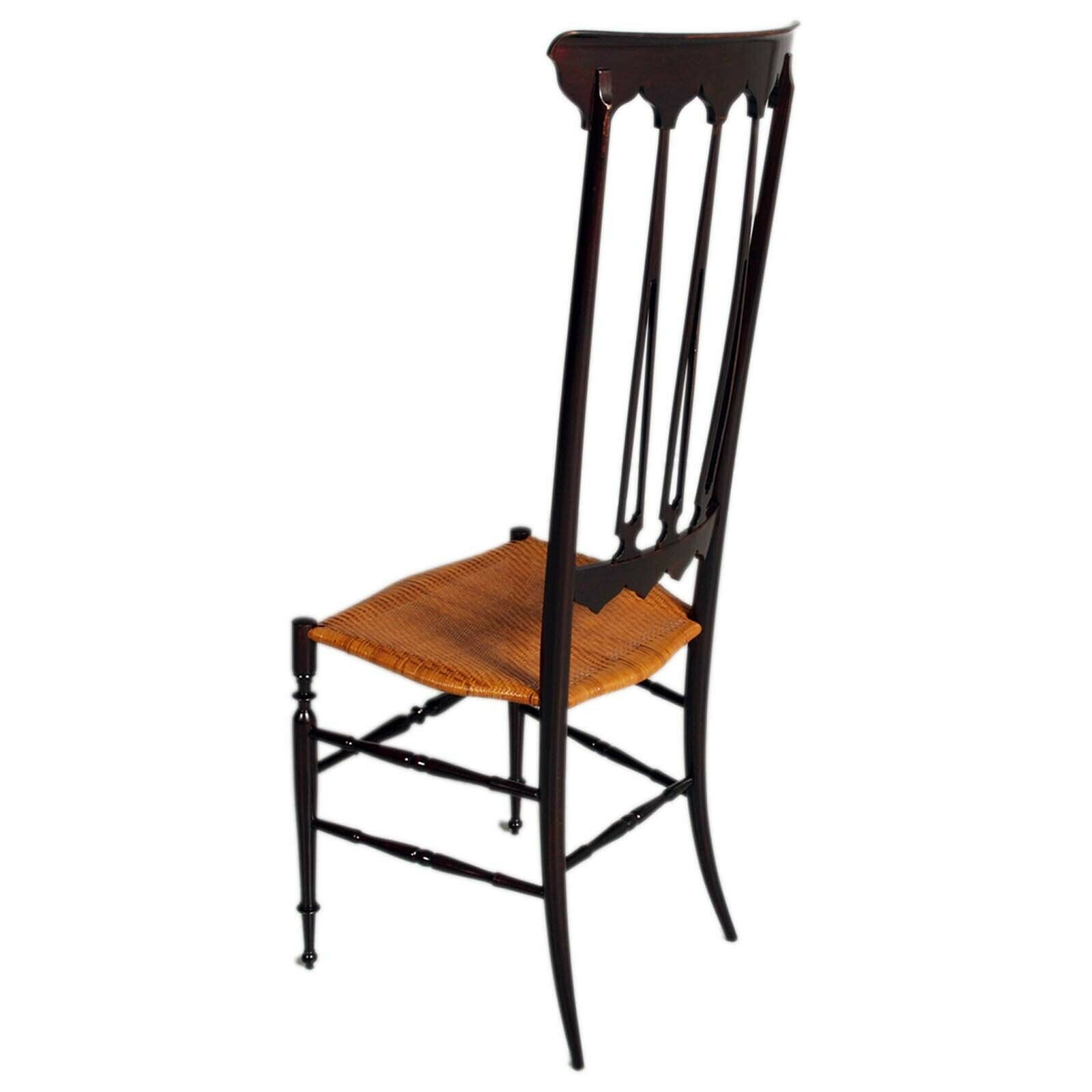 1950s Hight Back Chiavarina Chair By Gio Ponti For Sac Chiavari, Cane Seat photo 6500.0