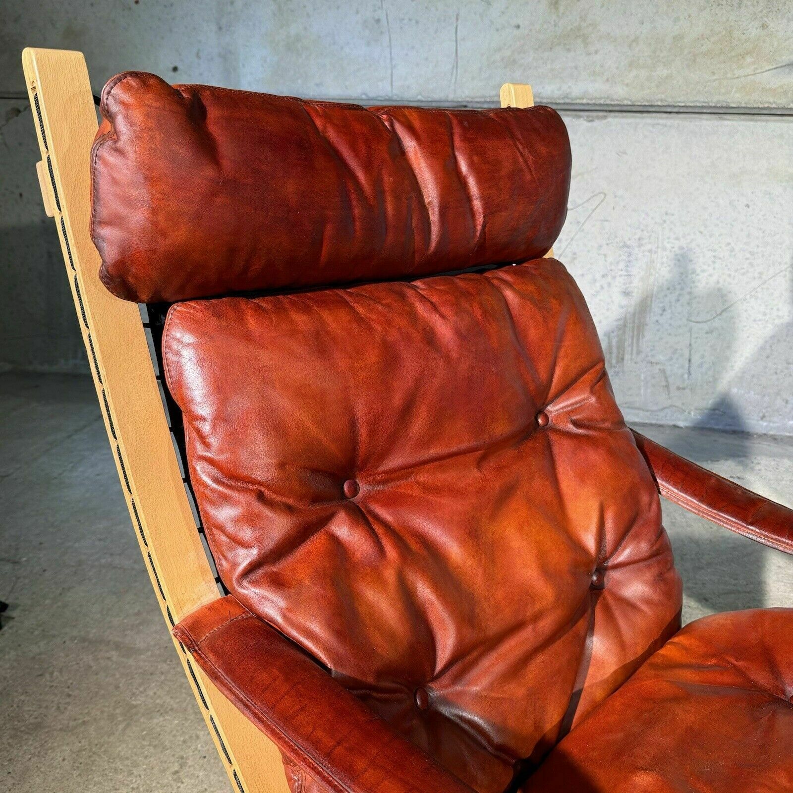photo furniture ( One Sold ) Pair Of Siesta Armchairs & 2 Footstool Cognac Leather Ingmar Relling