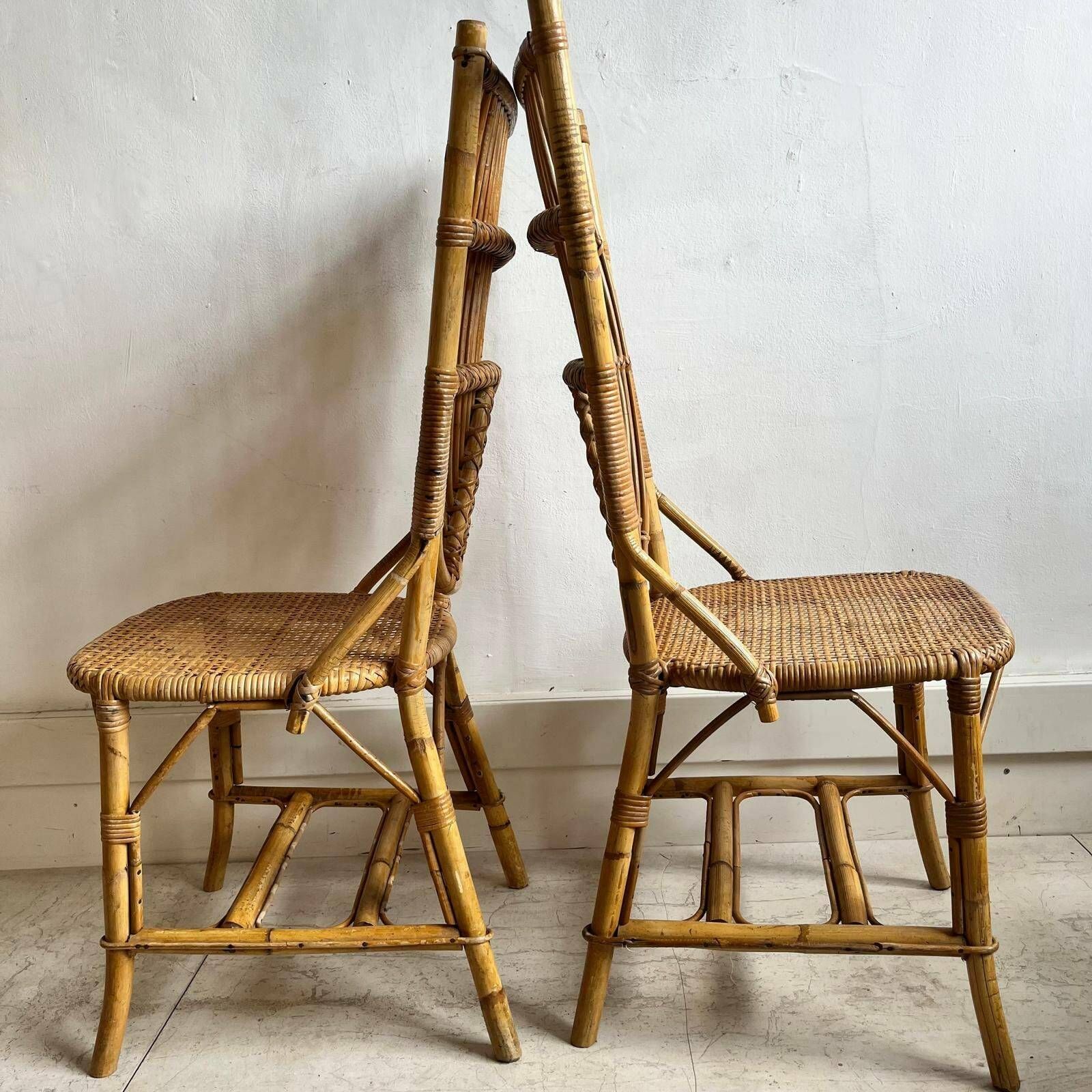 A Pair Of 1950's Audoux Minet Bamboo Chairs photo for sale