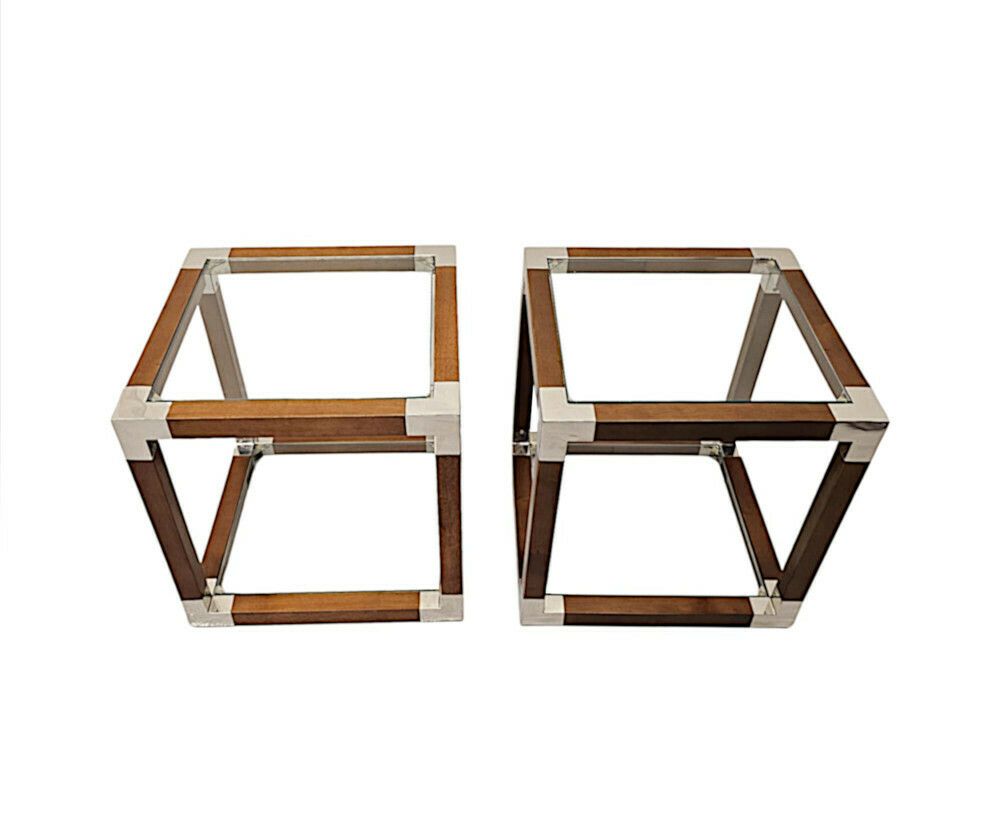 A Gorgeous Pair Of Cherrywood And Glass Side Tables photo furniture