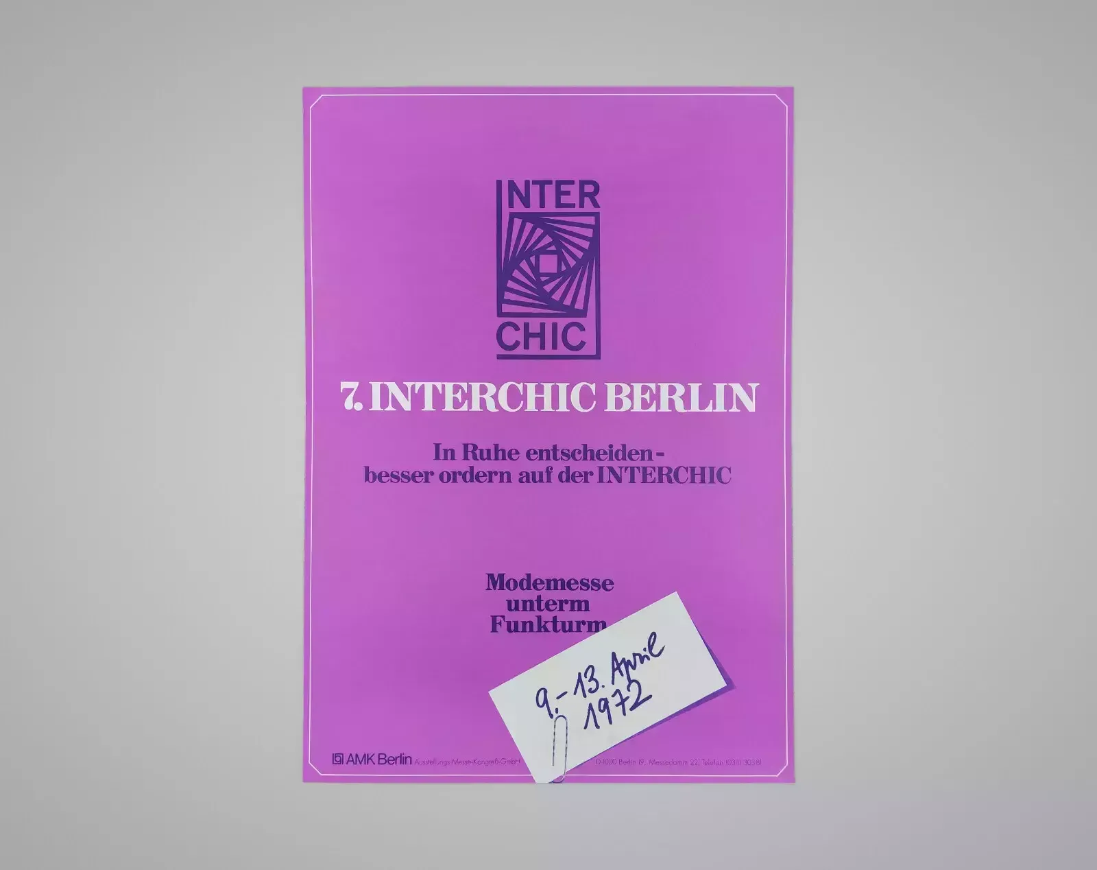 Original Vintage 1970s Interchic Berlin Fashion Fair Poster   A1 Size