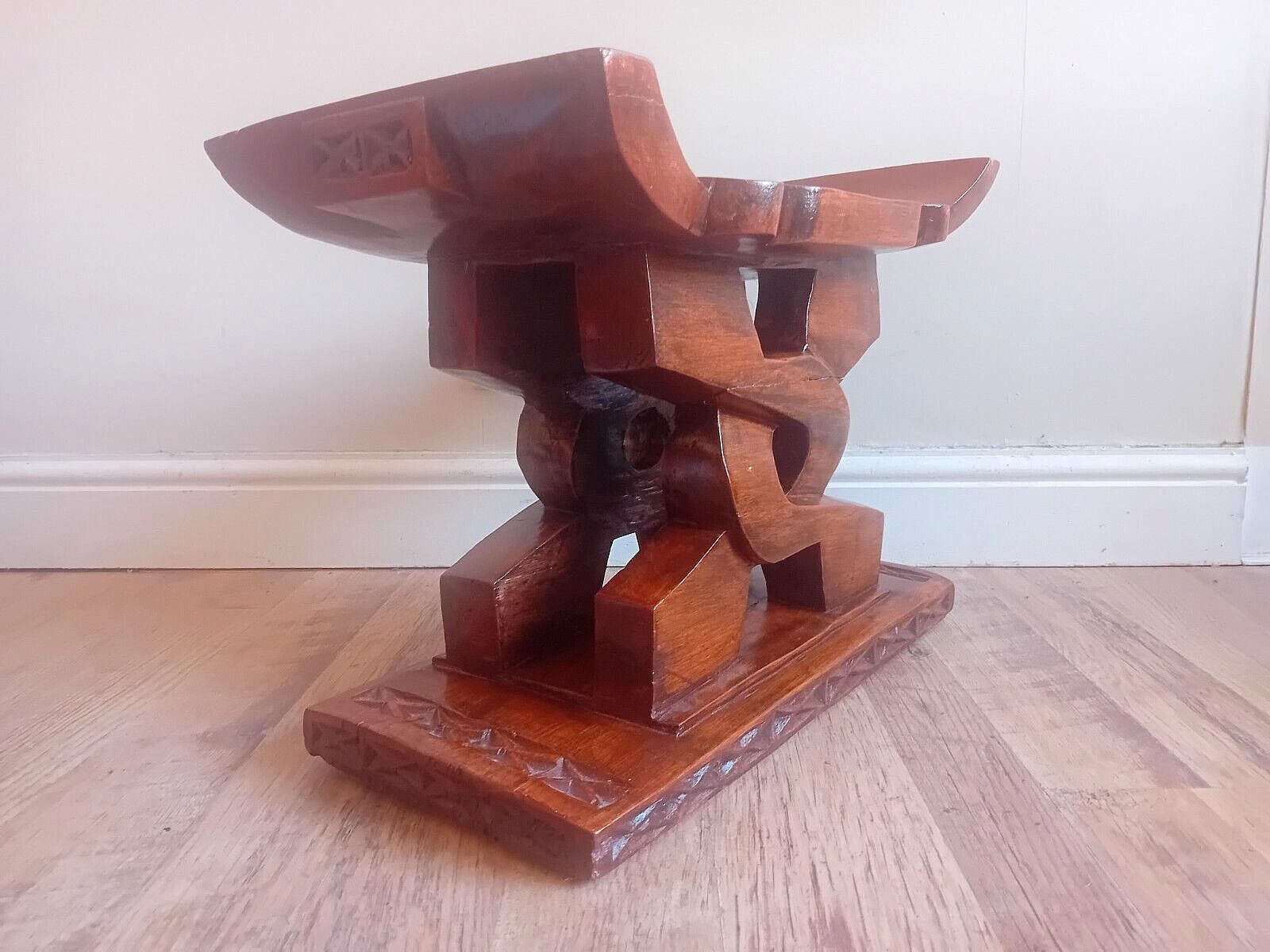 Ghanaian Ashanti African Mid Century Hardwood Wisdom Knot Stool