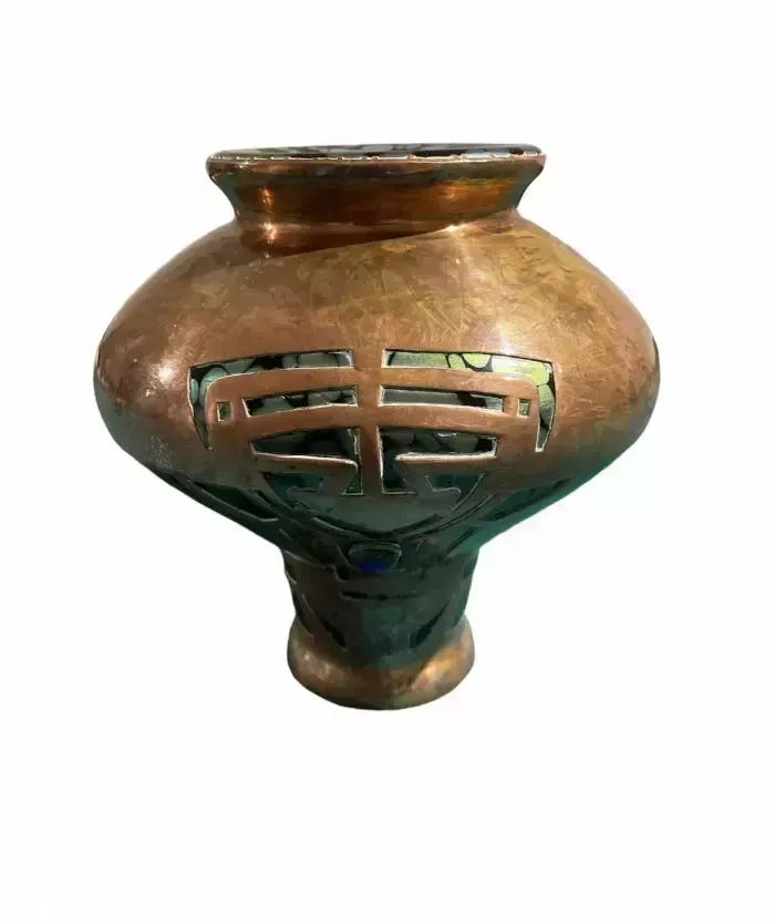 Johann Loetz Witwe Glass Copper Overlay Vase, Early 20th Century, Austria. photo Home Decor
