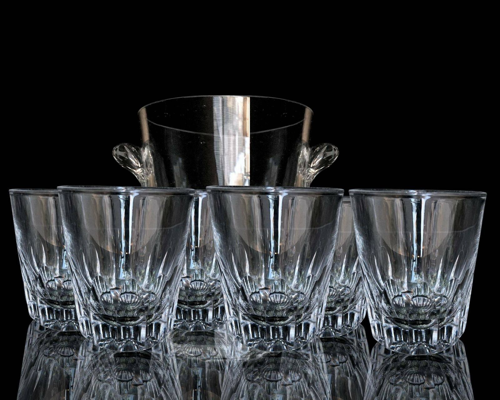 Val Saint Lambert Whiskey Set | Ijsemmer En 6 Glazen | Ca. Jaren 1960 photo for sale