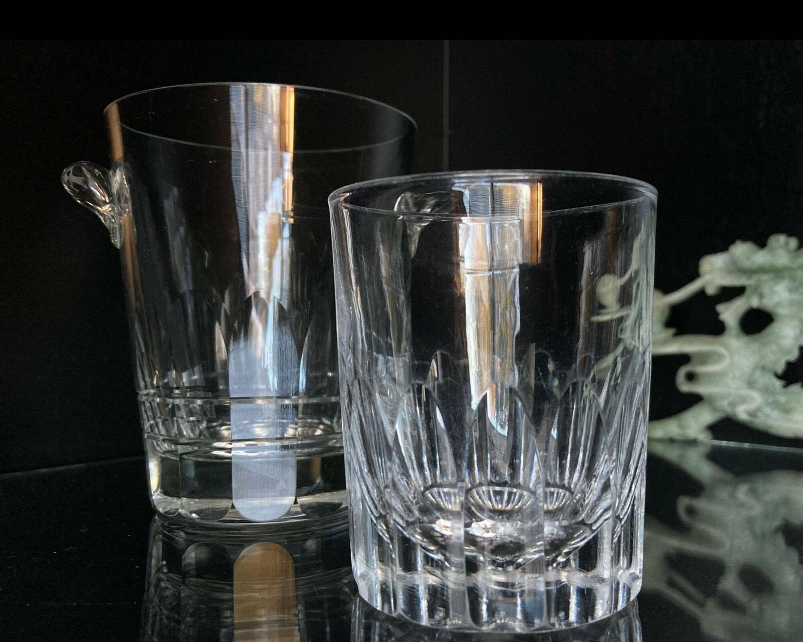 Val Saint Lambert Whiskey Set | Ijsemmer En 6 Glazen | Ca. Jaren 1960 photo Woonaccessoires