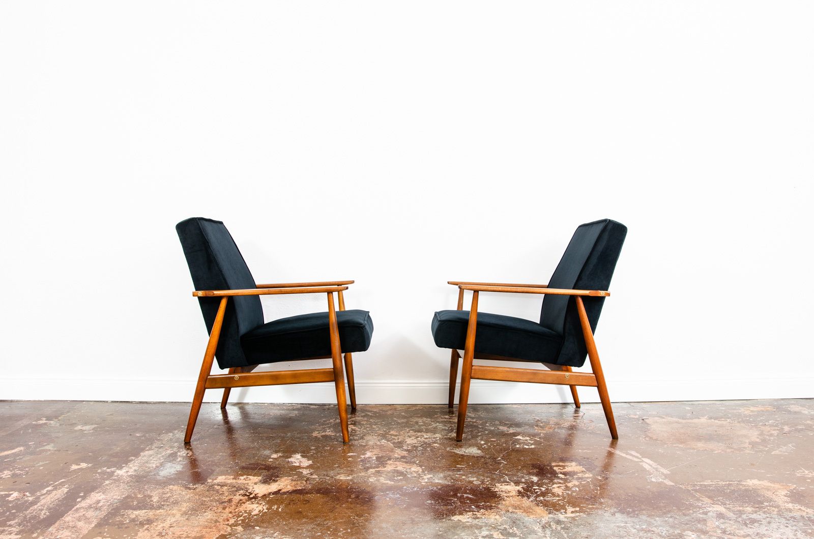 Pair Of Black Mid Century Armchairs By H. Lis, 1960's photo furniture